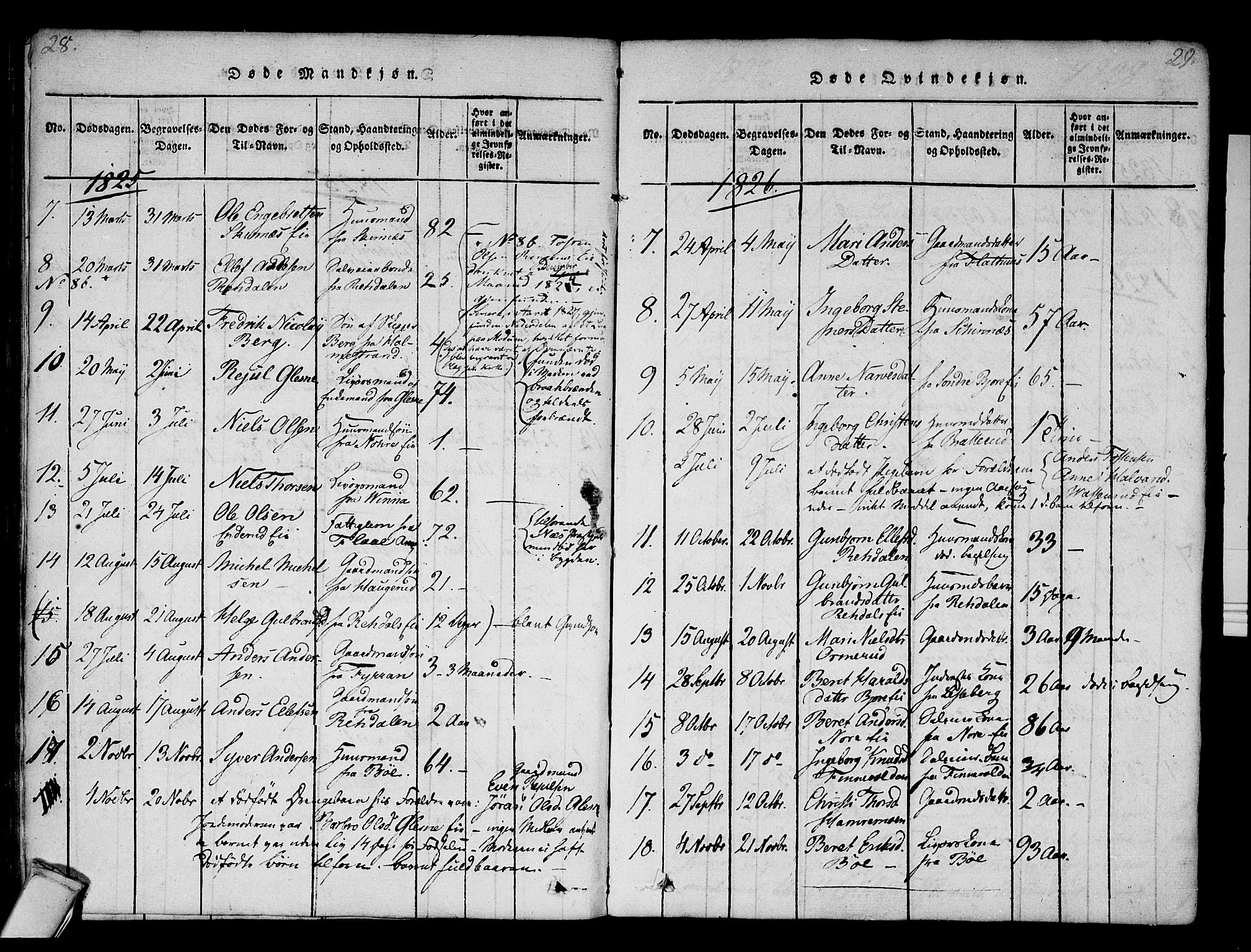 Krødsherad kirkebøker, AV/SAKO-A-19/F/Fa/L0001: Parish register (official) no. 1, 1815-1829, p. 28-29