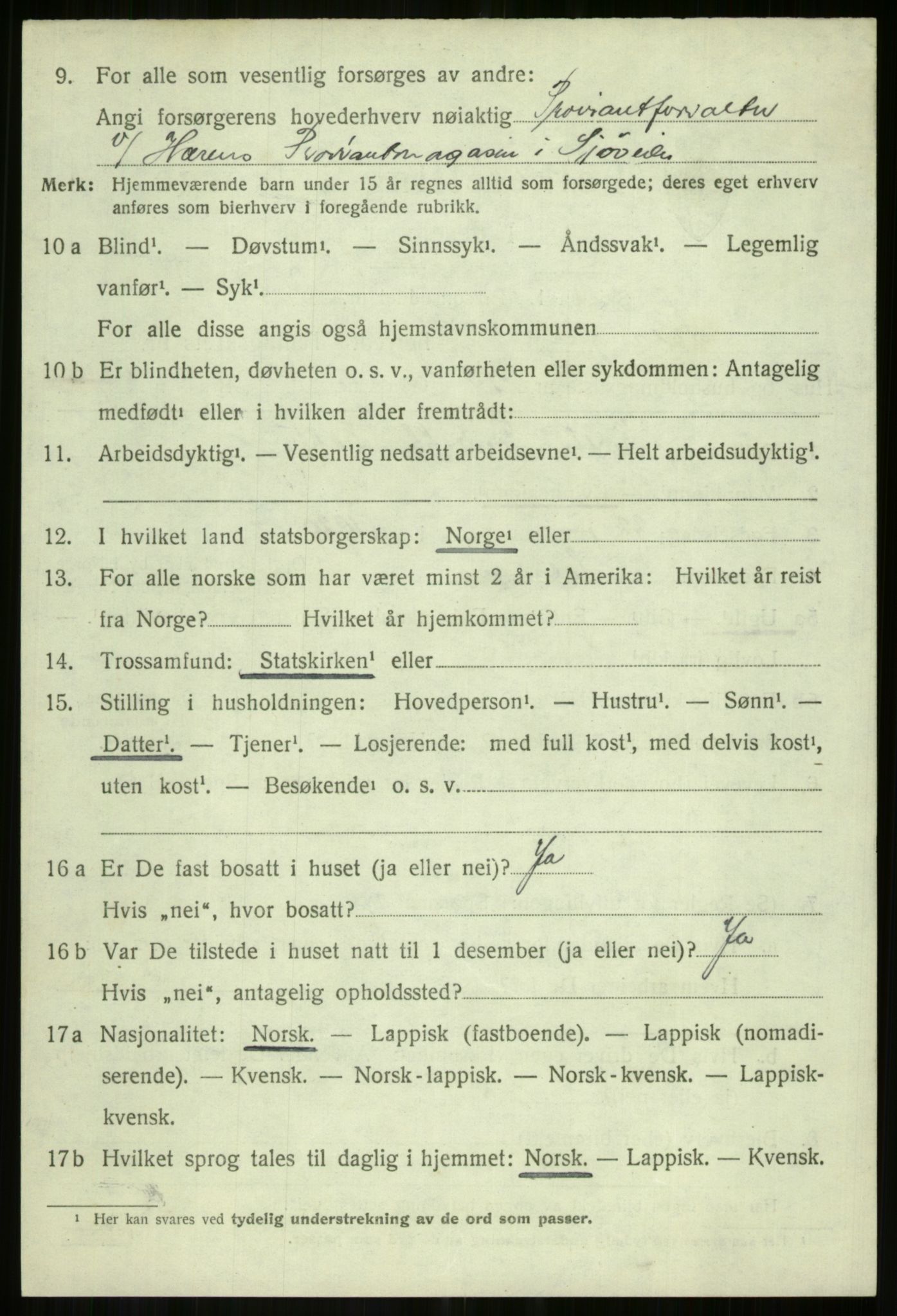 SATØ, 1920 census for Salangen, 1920, p. 3913