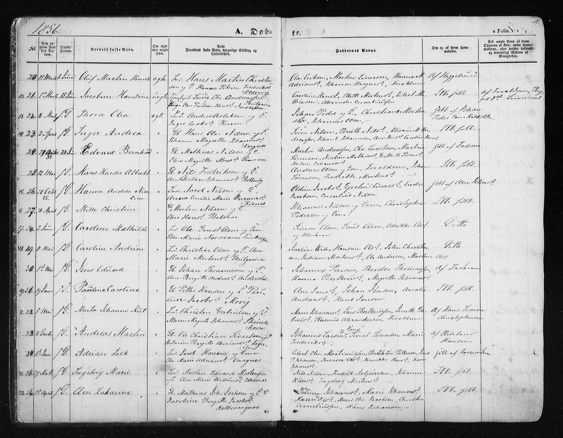 Tromsøysund sokneprestkontor, SATØ/S-1304/G/Ga/L0001kirke: Parish register (official) no. 1, 1856-1867, p. 4