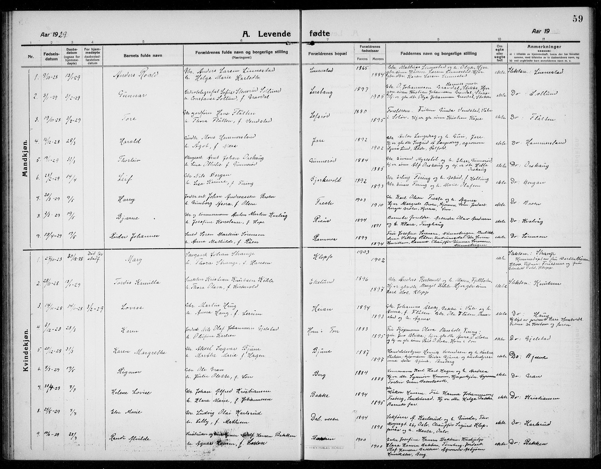 Ramnes kirkebøker, SAKO/A-314/G/Ga/L0005: Parish register (copy) no. I 5, 1912-1936, p. 59