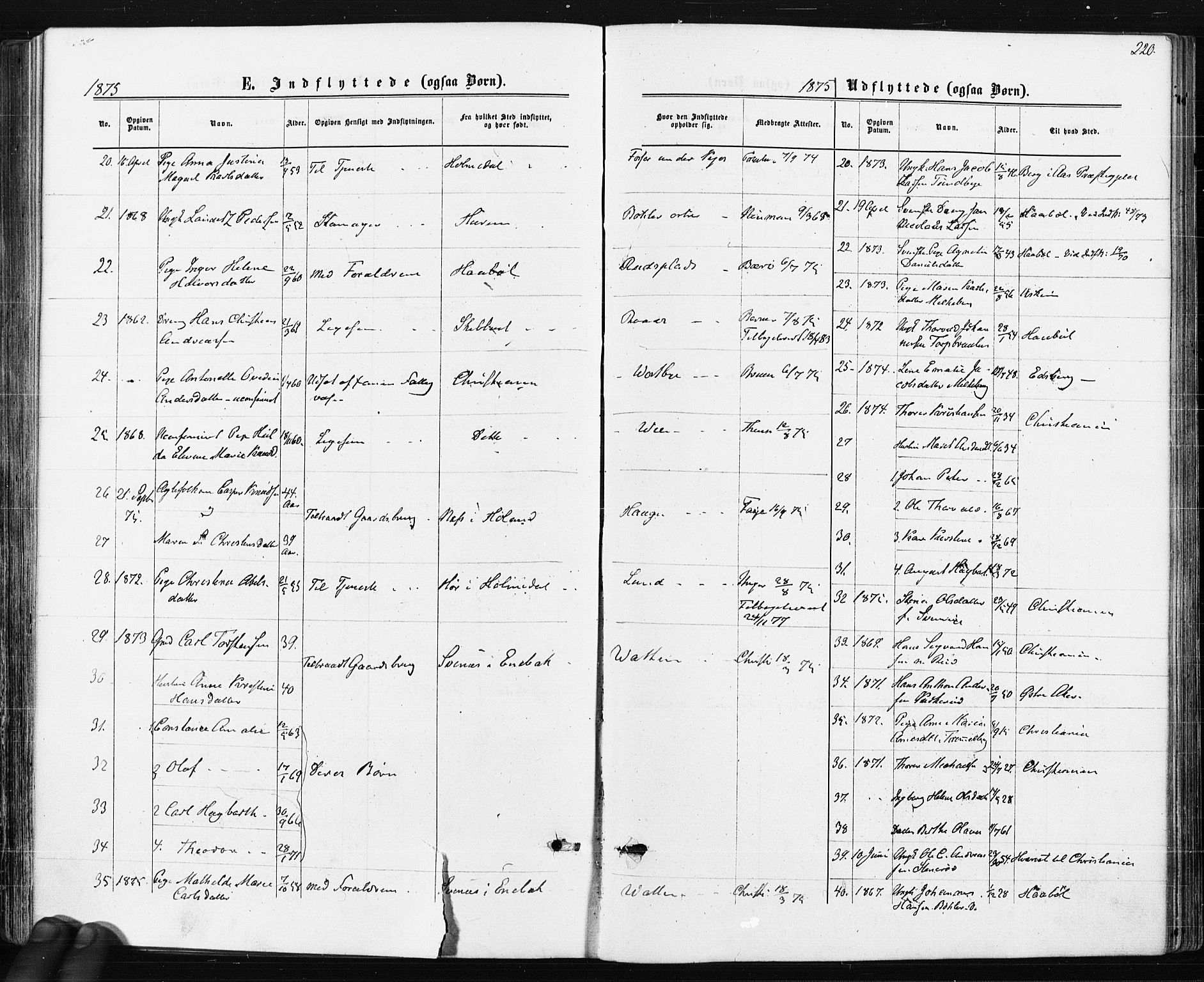 Spydeberg prestekontor Kirkebøker, SAO/A-10924/F/Fa/L0007: Parish register (official) no. I 7, 1875-1885, p. 220