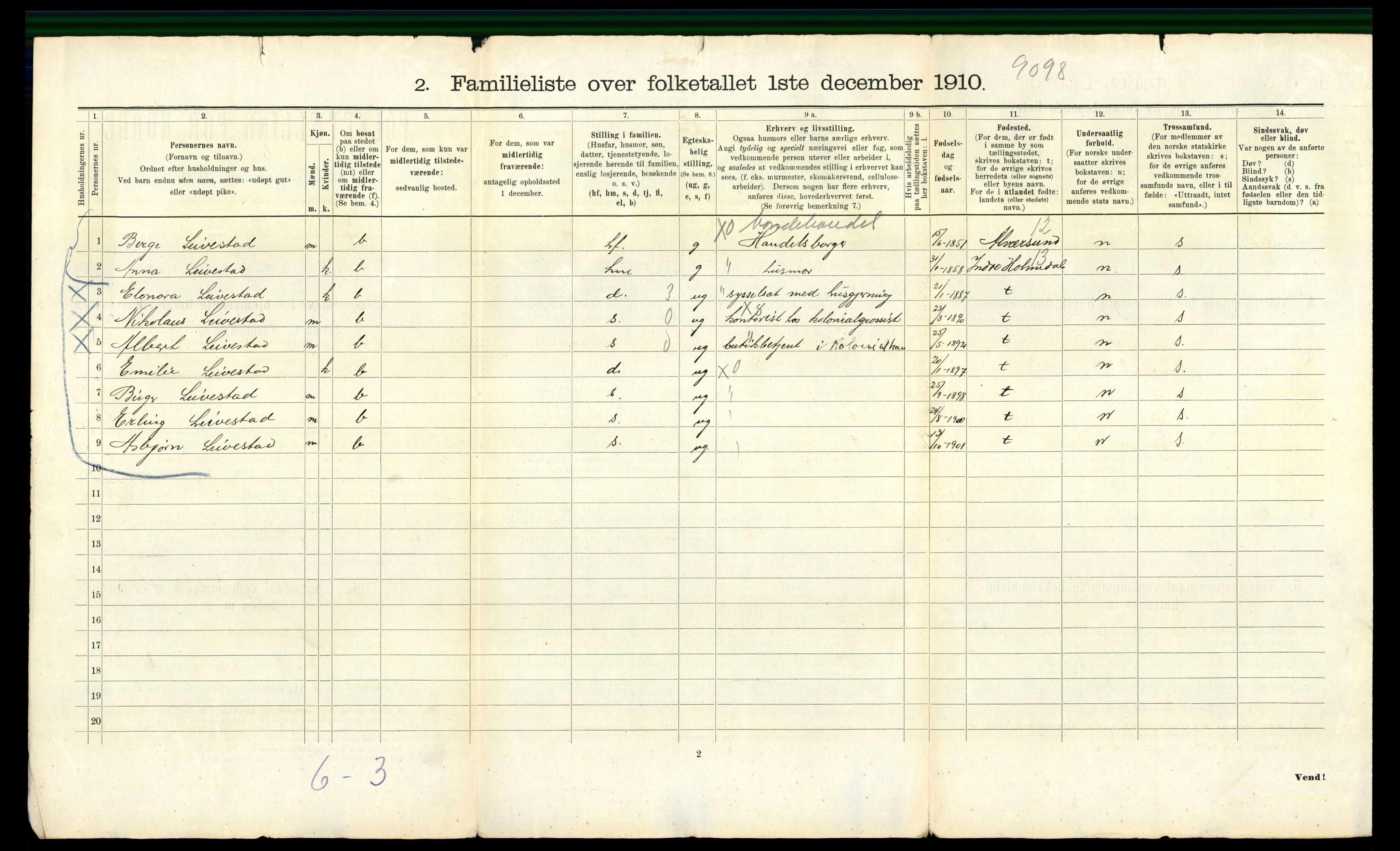 RA, 1910 census for Bergen, 1910, p. 13018