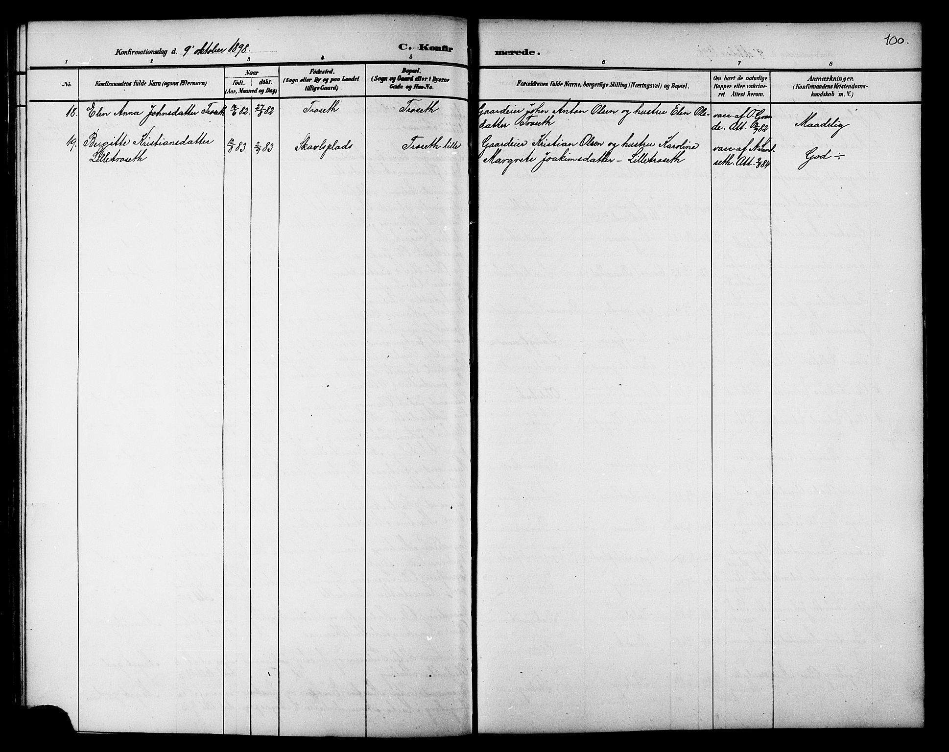 Ministerialprotokoller, klokkerbøker og fødselsregistre - Nord-Trøndelag, AV/SAT-A-1458/733/L0327: Parish register (copy) no. 733C02, 1888-1918, p. 100