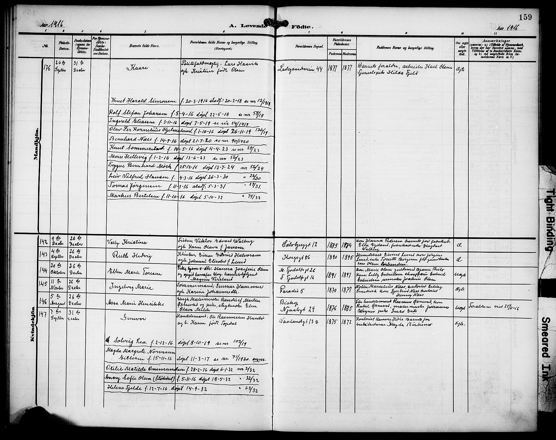 St. Petri sokneprestkontor, SAST/A-101813/001/30/30BB/L0010: Parish register (copy) no. B 10, 1905-1917, p. 159