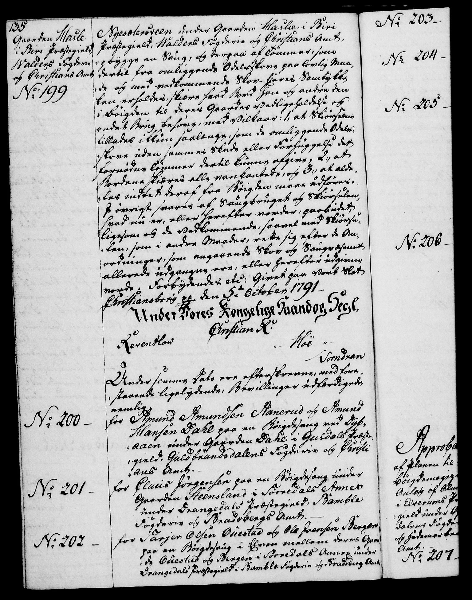 Rentekammeret, Kammerkanselliet, RA/EA-3111/G/Gg/Gga/L0015: Norsk ekspedisjonsprotokoll med register (merket RK 53.15), 1790-1791, p. 135