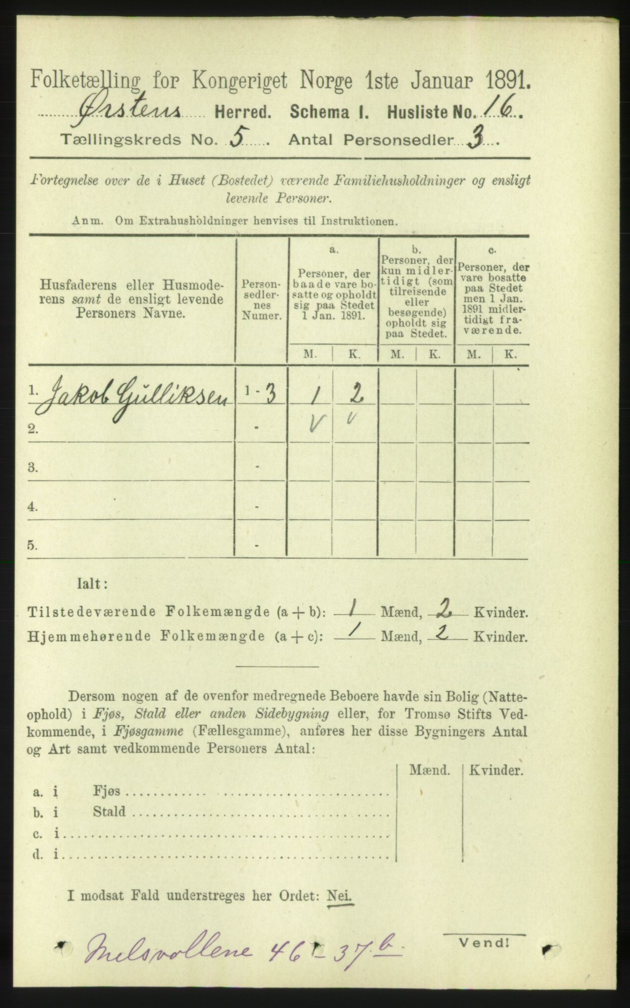 RA, 1891 census for 1520 Ørsta, 1891, p. 2205