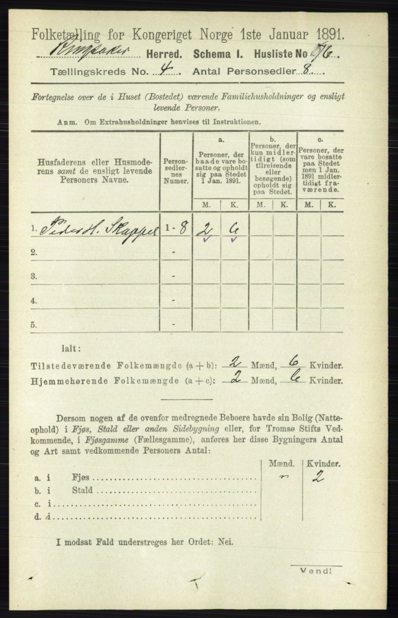 RA, 1891 census for 0412 Ringsaker, 1891, p. 1757