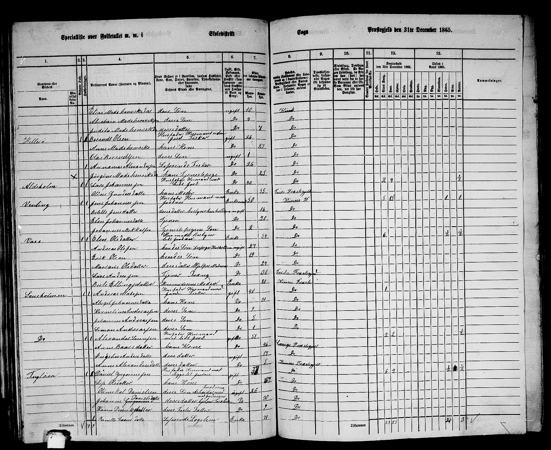 RA, 1865 census for Kinn, 1865, p. 125