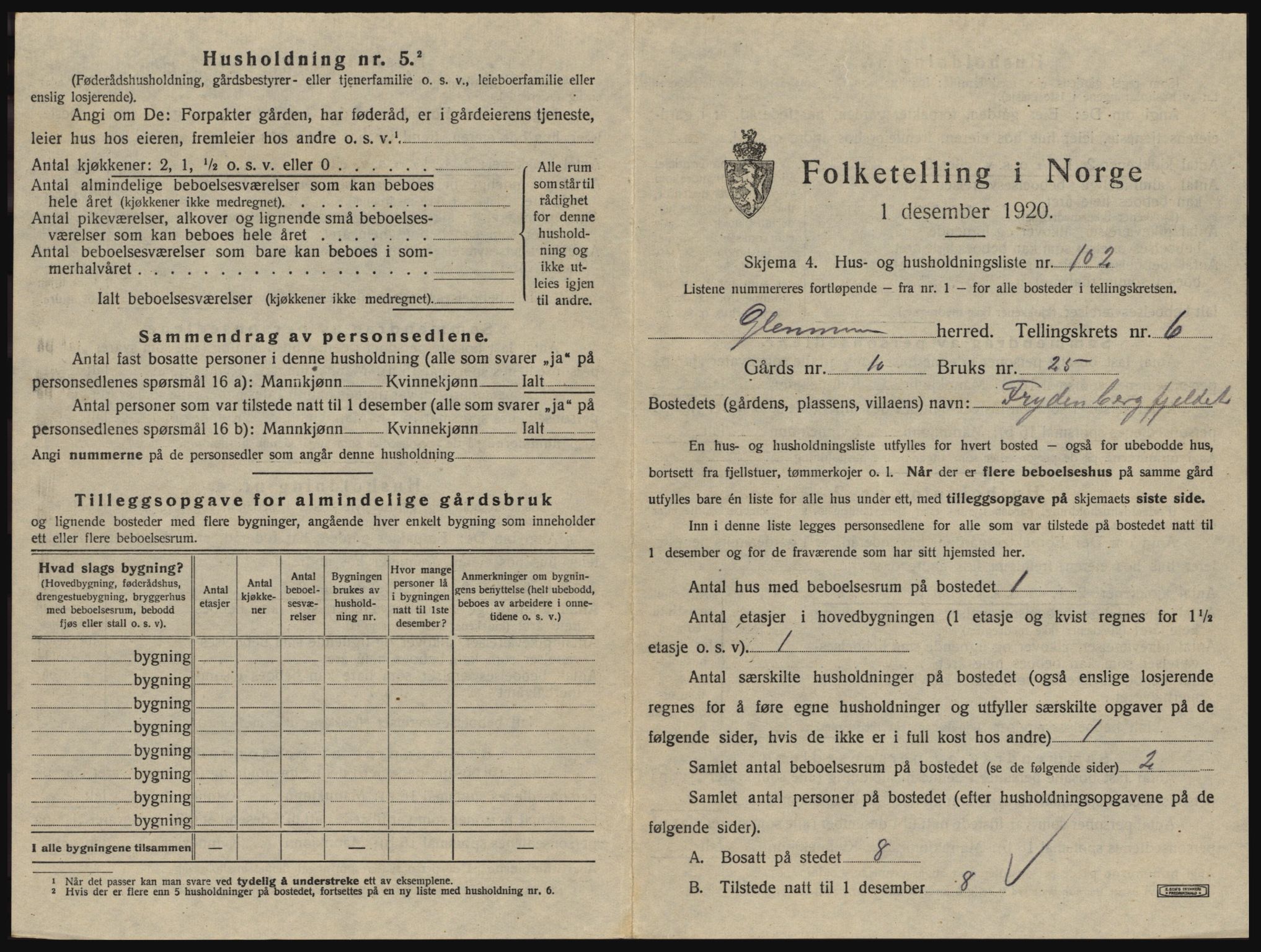 SAO, 1920 census for Glemmen, 1920, p. 2361