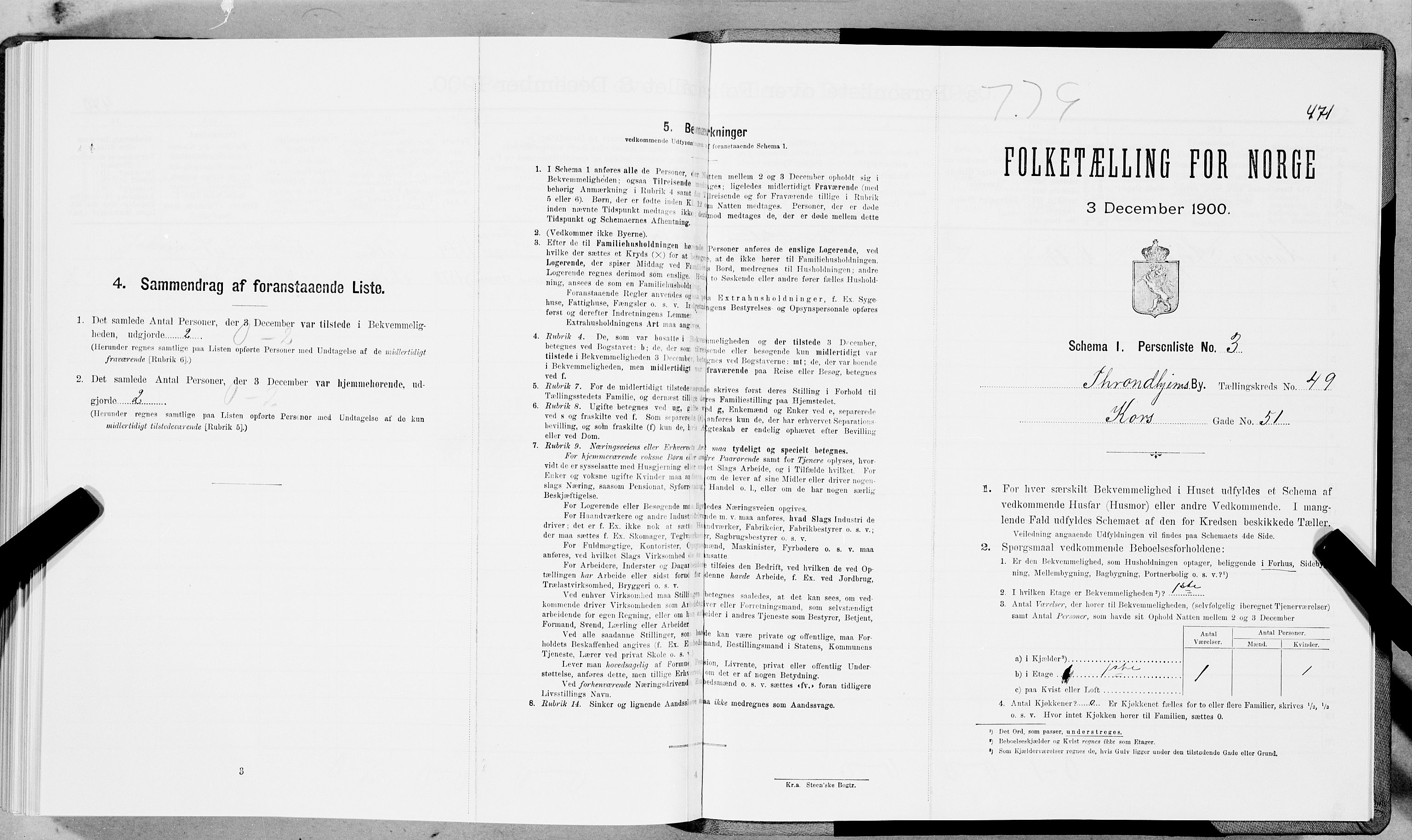 SAT, 1900 census for Trondheim, 1900, p. 8313