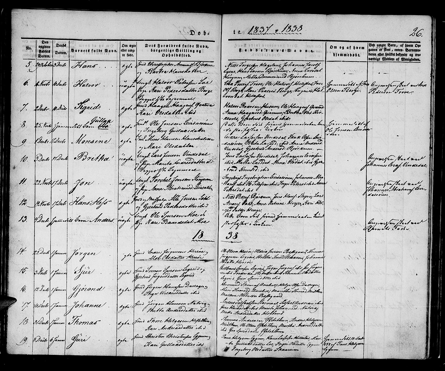 Lærdal sokneprestembete, AV/SAB-A-81201: Parish register (official) no. A 6, 1835-1849, p. 26