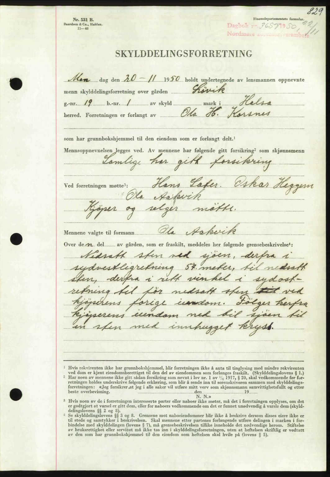 Nordmøre sorenskriveri, AV/SAT-A-4132/1/2/2Ca: Mortgage book no. A116, 1950-1950, Diary no: : 3657/1950