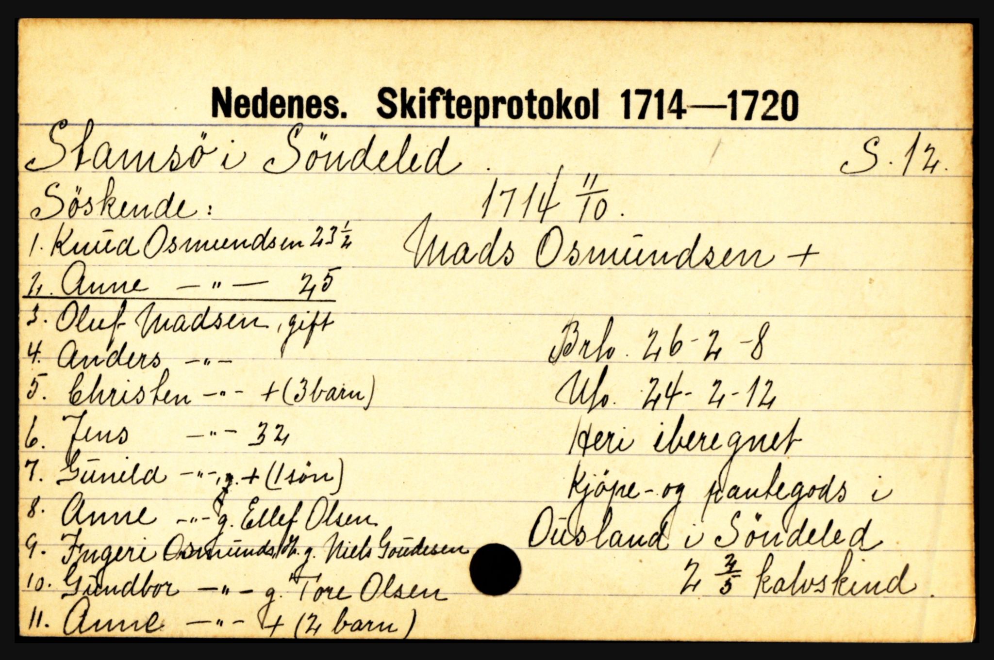 Nedenes sorenskriveri før 1824, AV/SAK-1221-0007/H, p. 28027