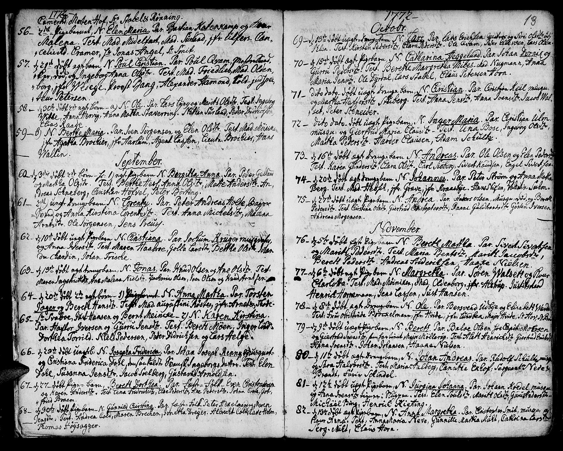 Ministerialprotokoller, klokkerbøker og fødselsregistre - Sør-Trøndelag, SAT/A-1456/601/L0039: Parish register (official) no. 601A07, 1770-1819, p. 13