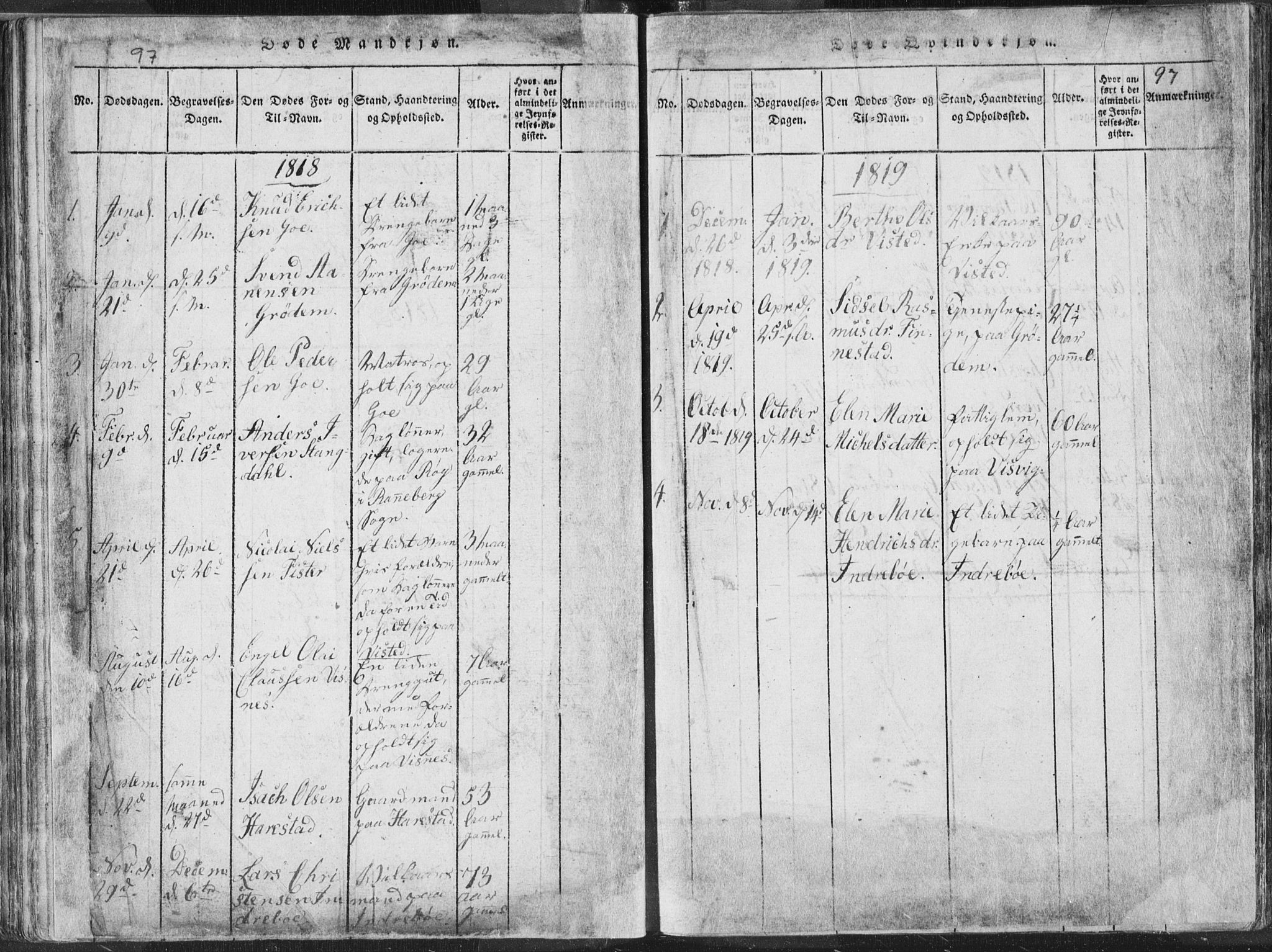 Hetland sokneprestkontor, SAST/A-101826/30/30BA/L0001: Parish register (official) no. A 1, 1816-1856, p. 97
