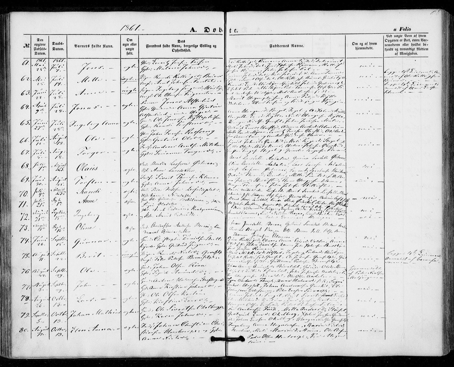 Ministerialprotokoller, klokkerbøker og fødselsregistre - Nord-Trøndelag, AV/SAT-A-1458/703/L0028: Parish register (official) no. 703A01, 1850-1862, p. 68