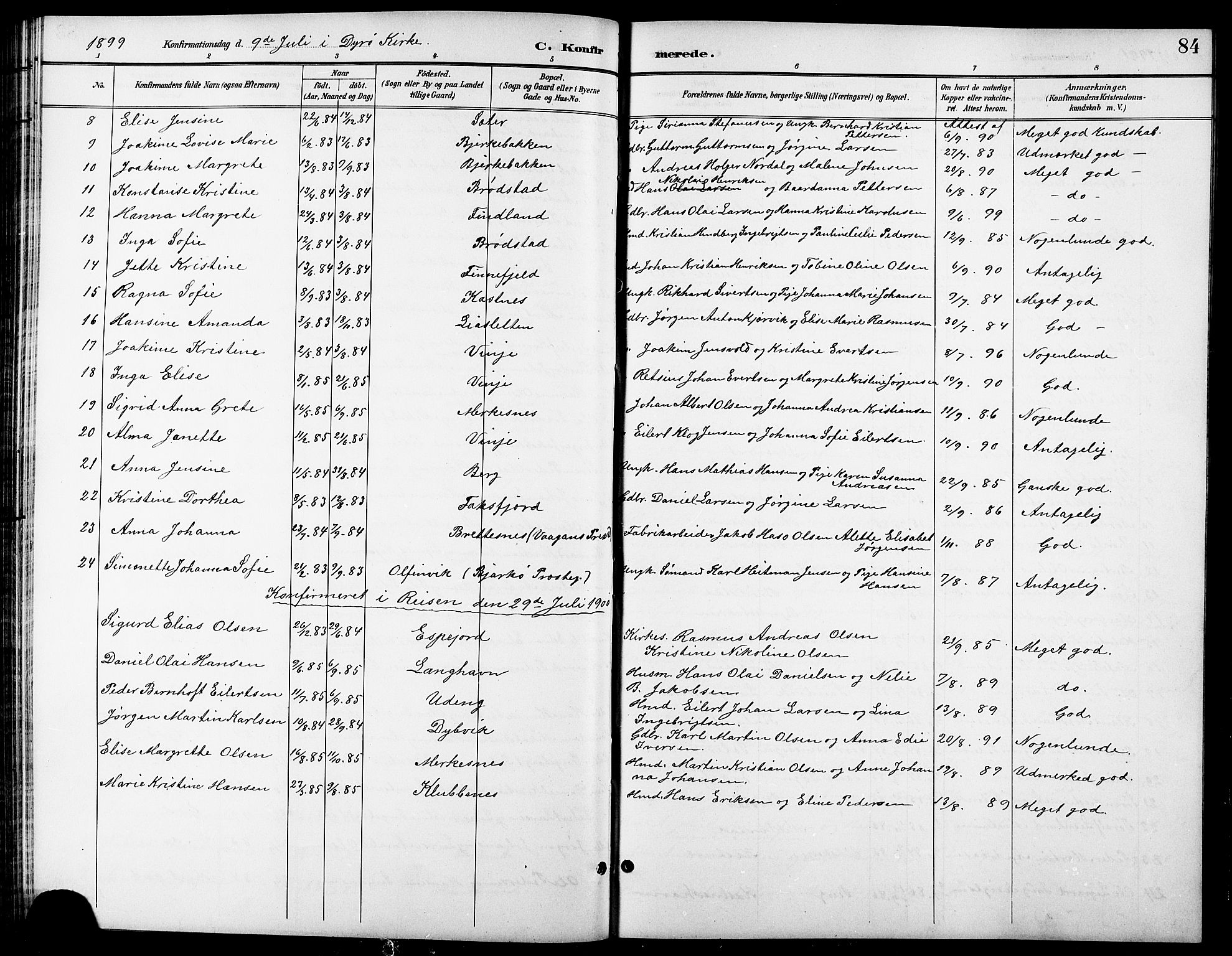 Tranøy sokneprestkontor, SATØ/S-1313/I/Ia/Iab/L0014klokker: Parish register (copy) no. 14, 1896-1918, p. 84