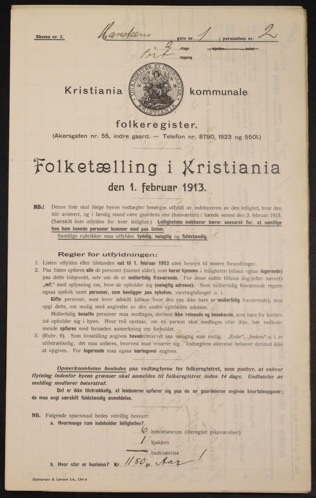 OBA, Municipal Census 1913 for Kristiania, 1913, p. 34801