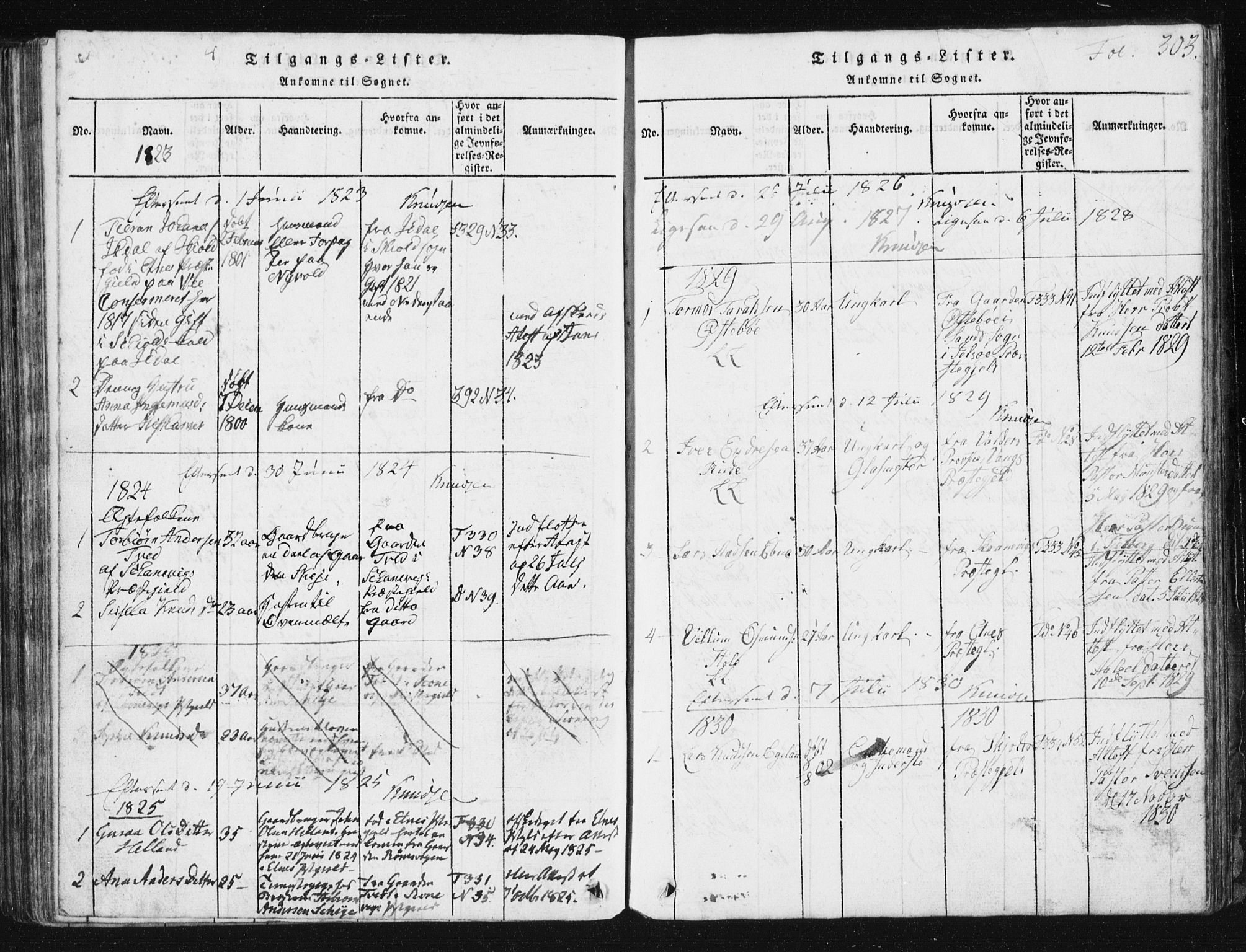 Vikedal sokneprestkontor, SAST/A-101840/01/V: Parish register (copy) no. B 2, 1816-1863, p. 303