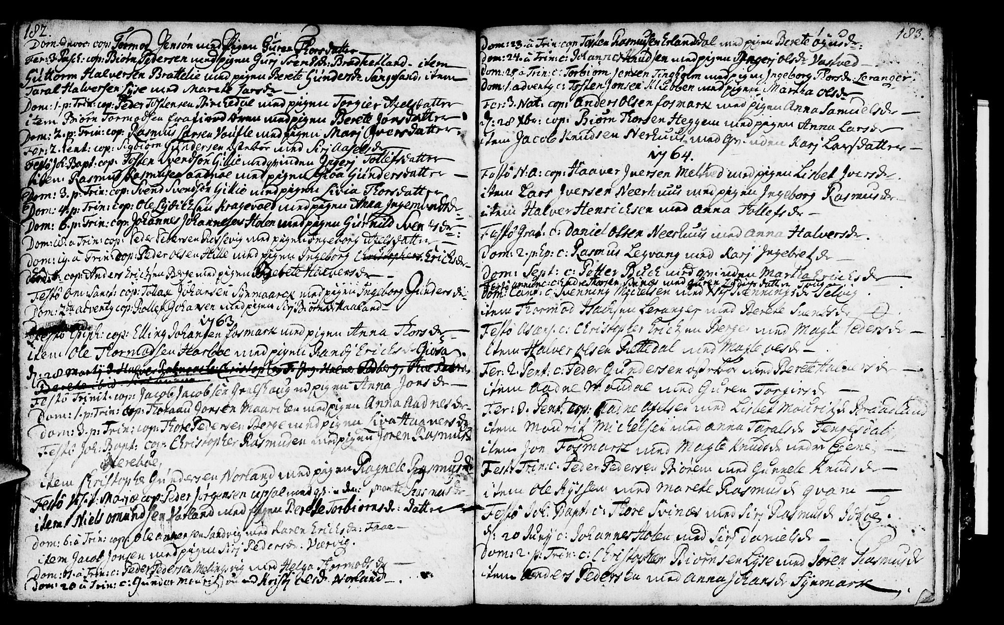 Strand sokneprestkontor, SAST/A-101828/H/Ha/Haa/L0002: Parish register (official) no. A 2, 1744-1768, p. 182-183