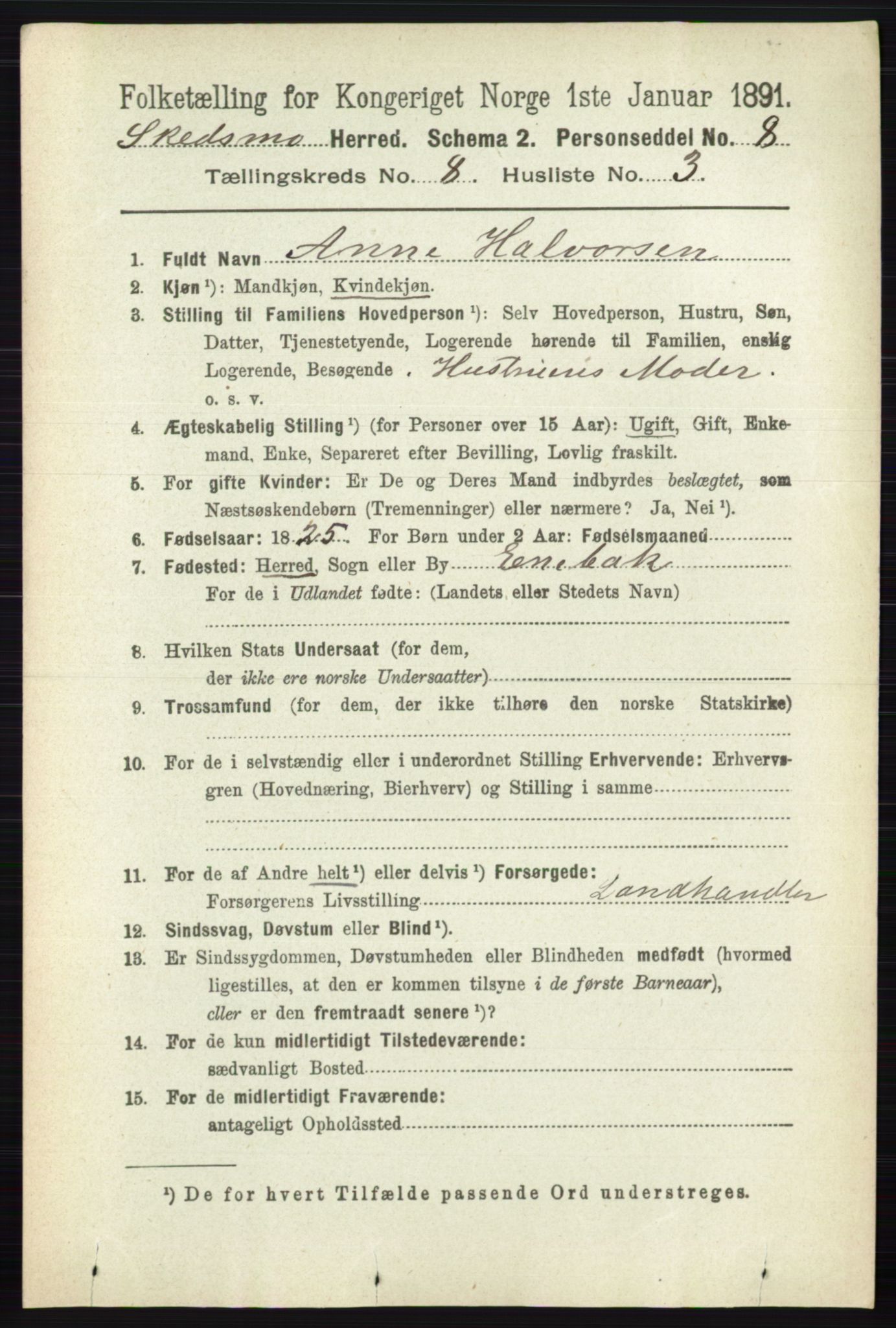 RA, 1891 census for 0231 Skedsmo, 1891, p. 4048