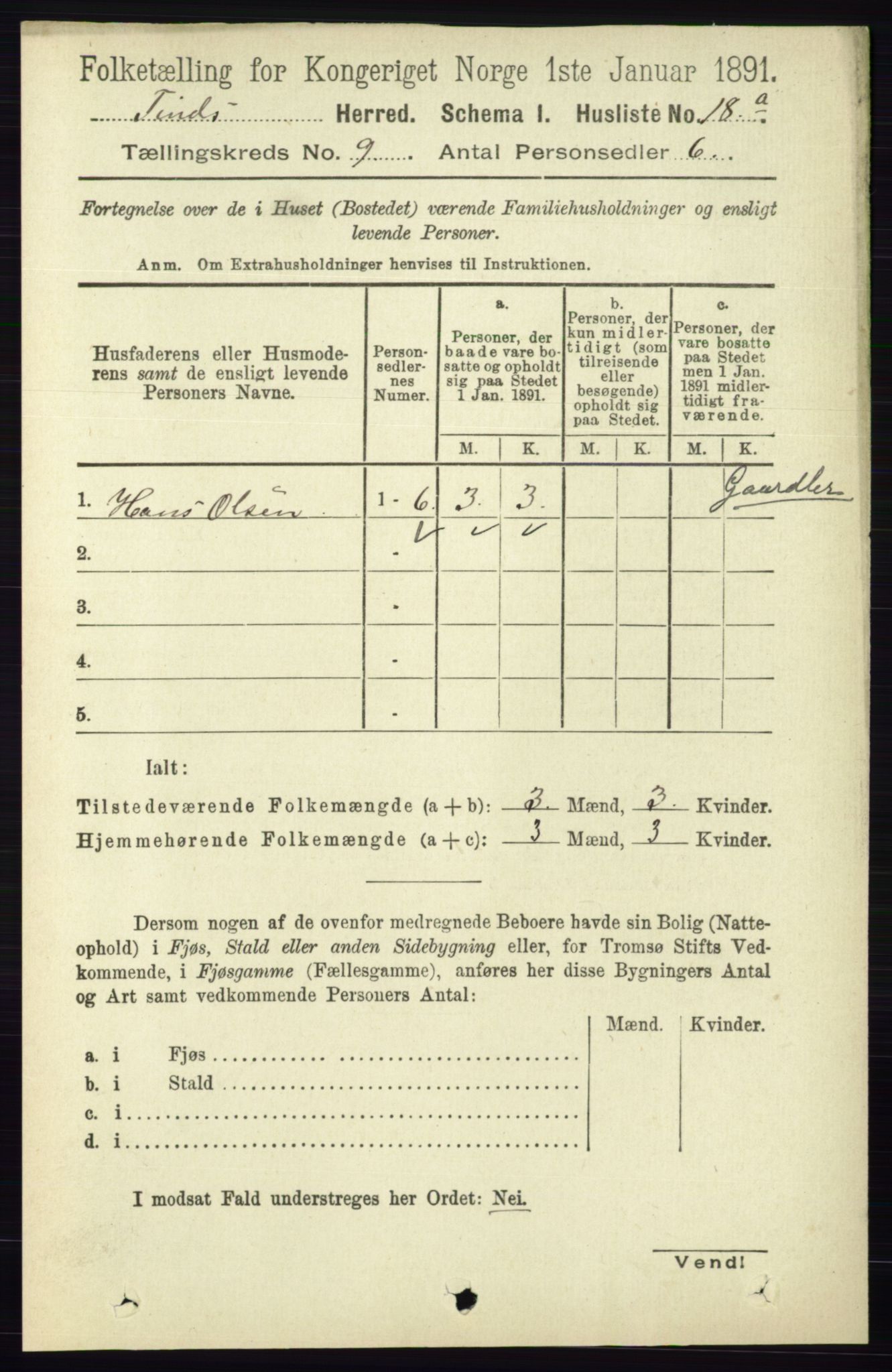 RA, 1891 census for 0826 Tinn, 1891, p. 1812