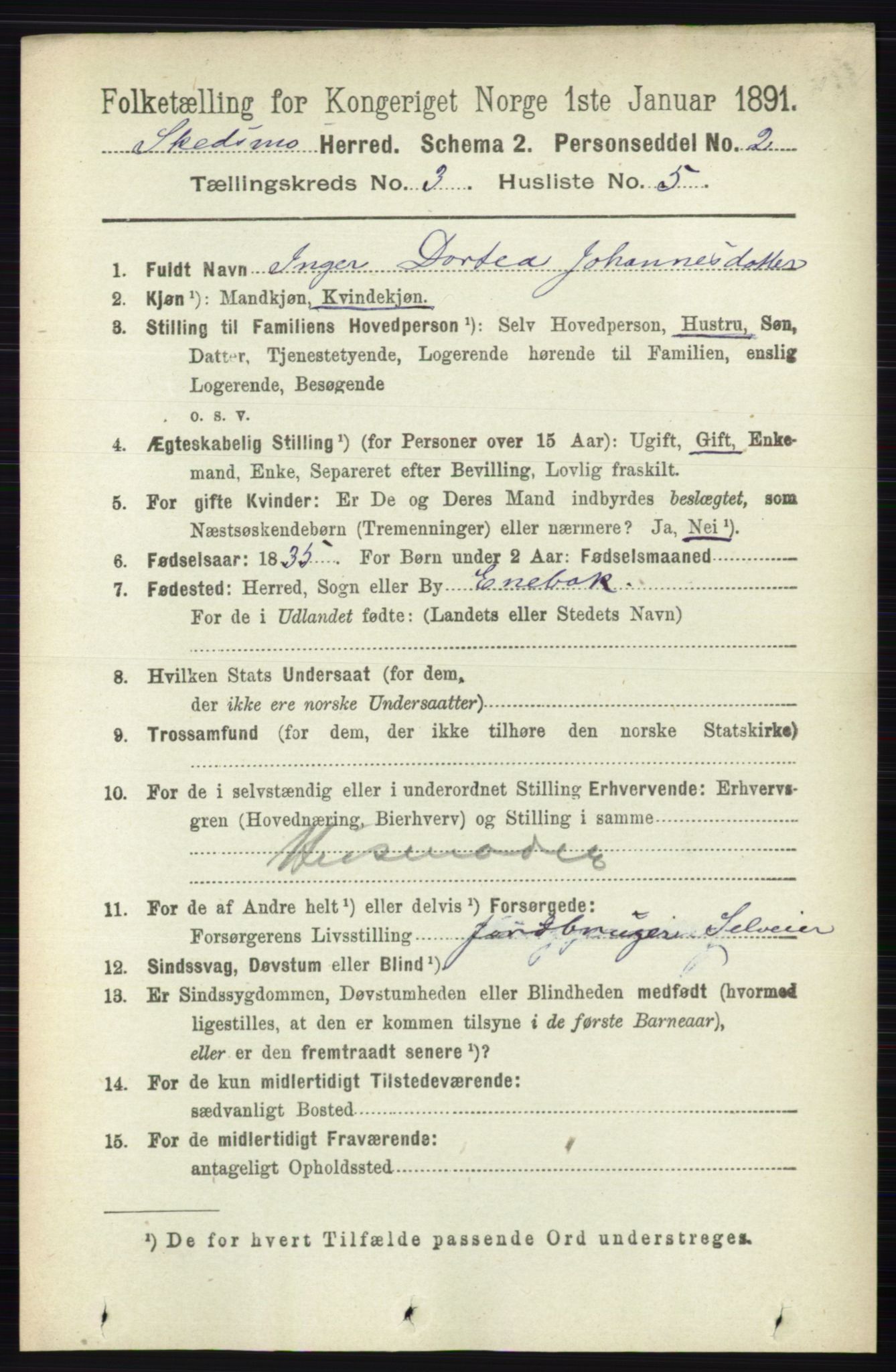 RA, 1891 census for 0231 Skedsmo, 1891, p. 1330