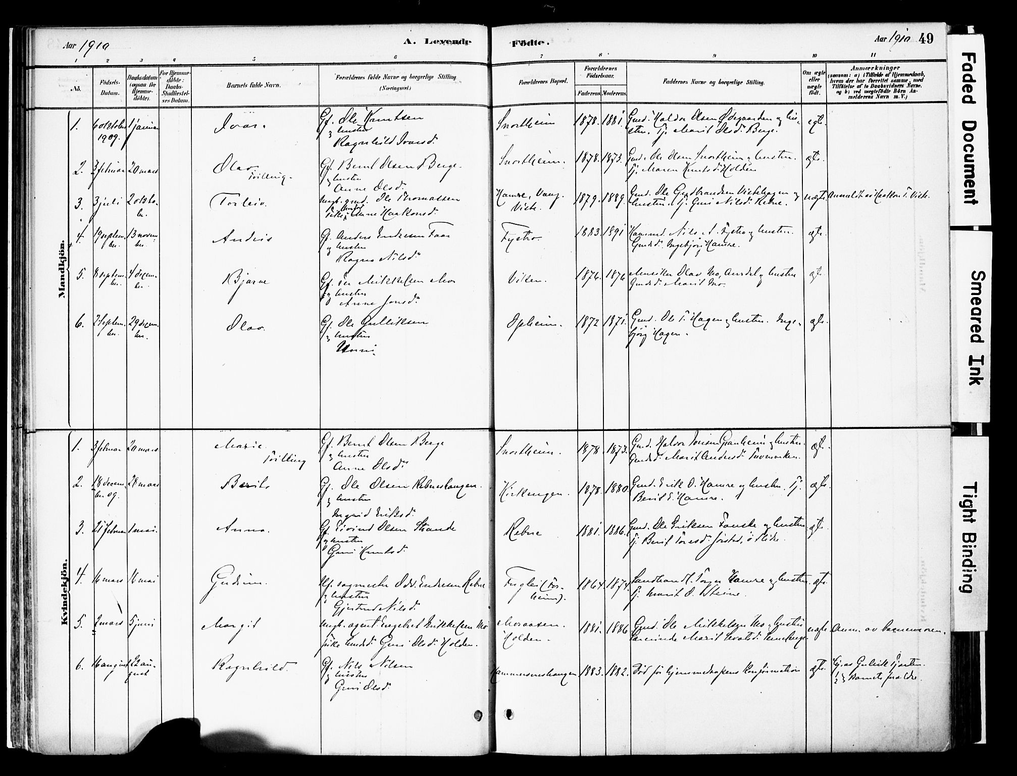 Vestre Slidre prestekontor, SAH/PREST-136/H/Ha/Haa/L0006: Parish register (official) no. 6, 1881-1912, p. 49