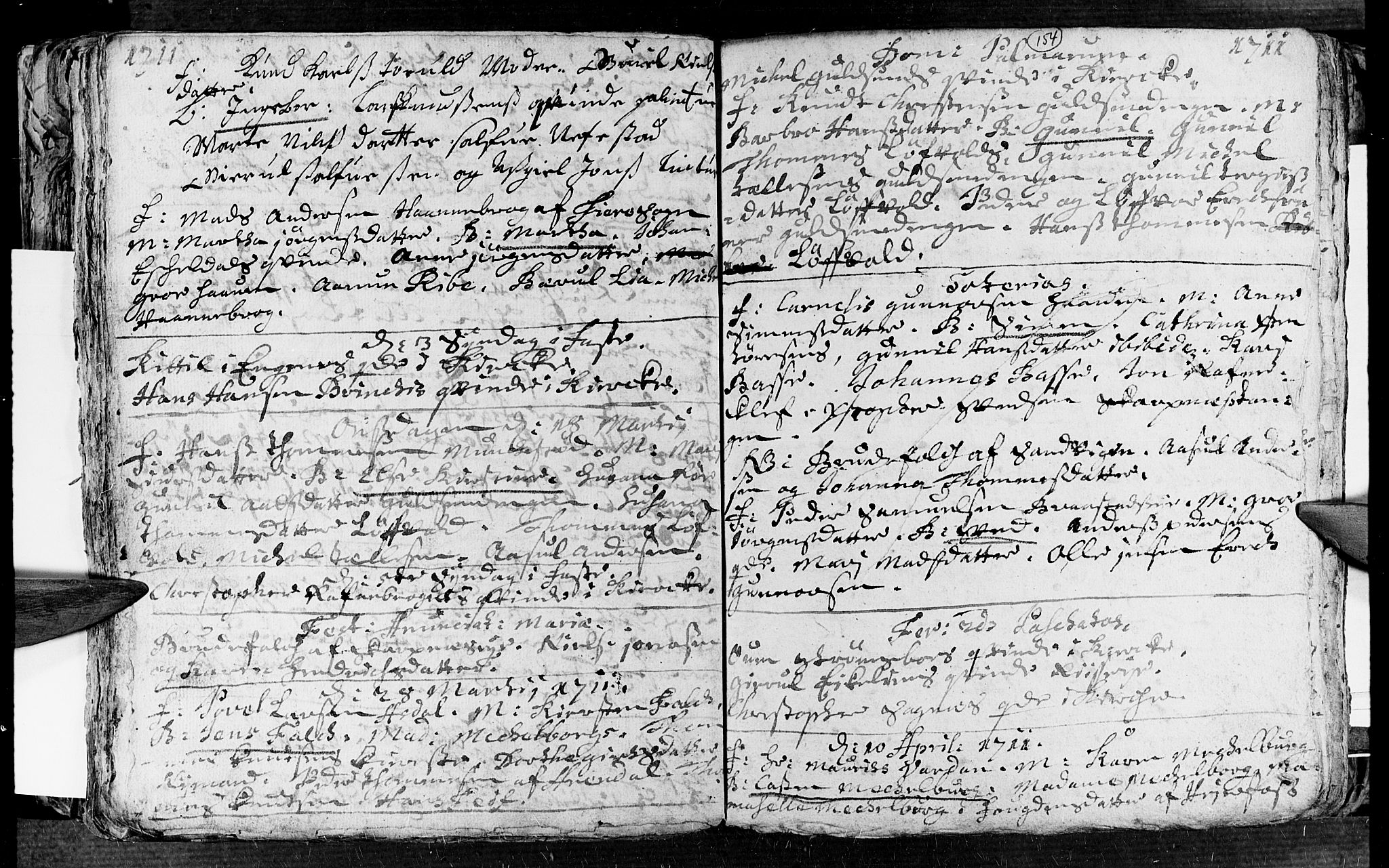 Øyestad sokneprestkontor, SAK/1111-0049/F/Fa/L0002: Parish register (official) no. A 2, 1692-1722, p. 154