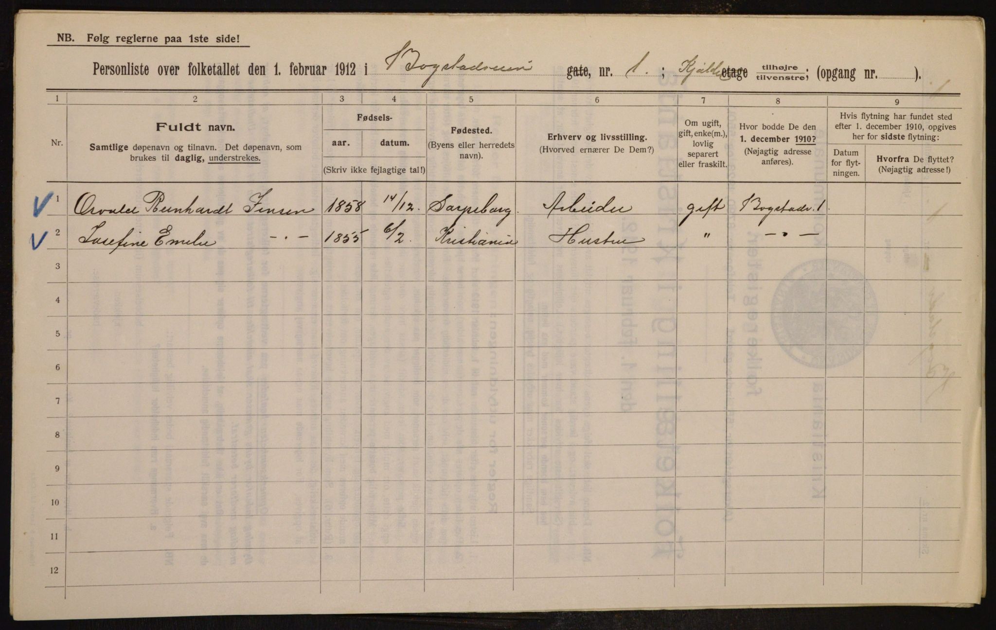 OBA, Municipal Census 1912 for Kristiania, 1912, p. 6650