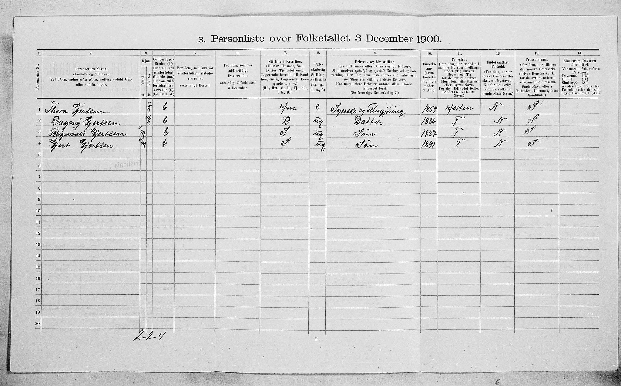 SAO, 1900 census for Kristiania, 1900, p. 33335