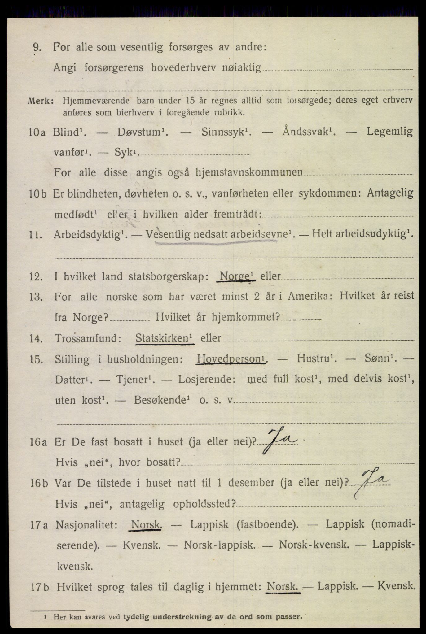 SAT, 1920 census for Tjøtta, 1920, p. 2846