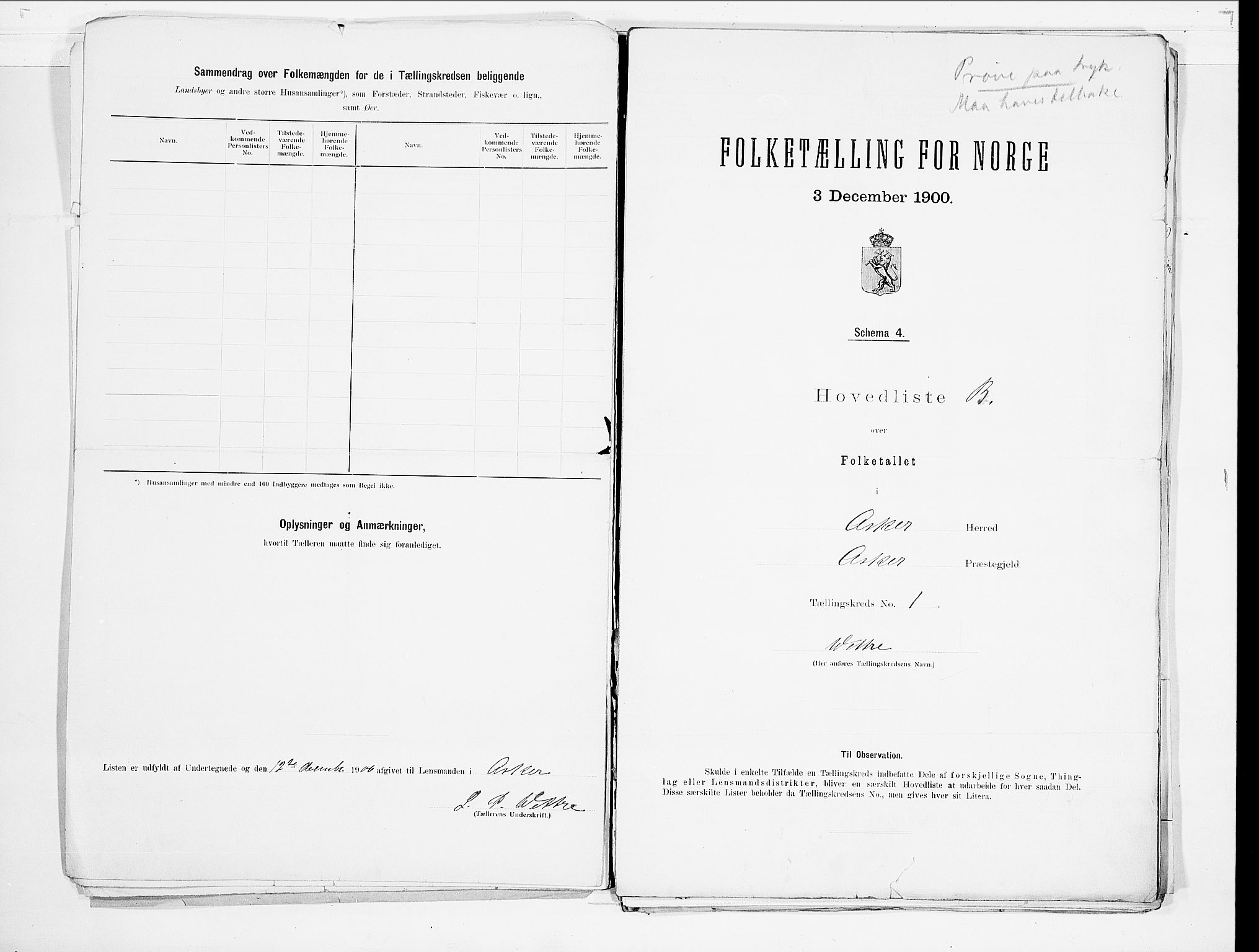 SAO, 1900 census for Asker, 1900, p. 6