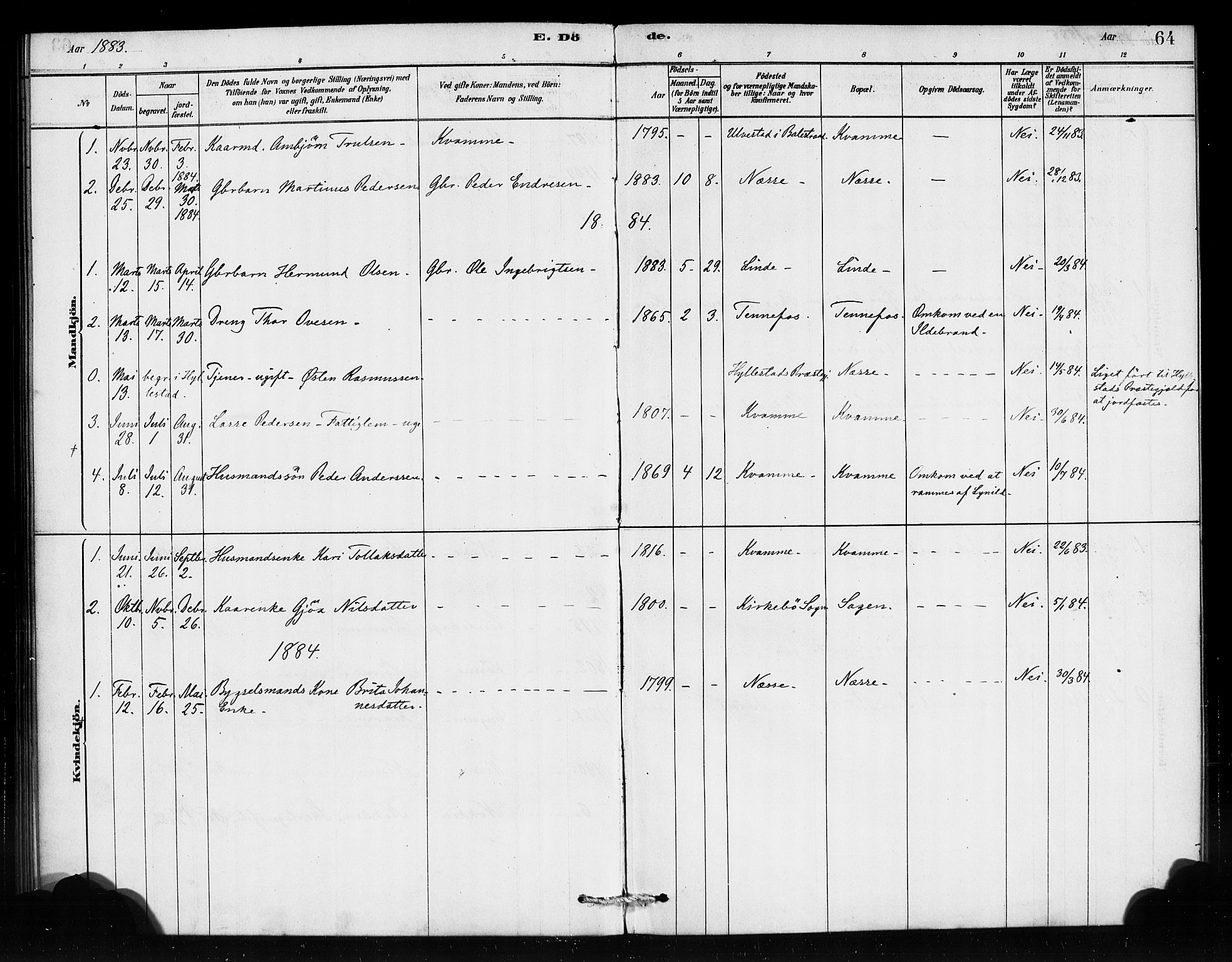 Vik sokneprestembete, AV/SAB-A-81501/H/Haa/Haad/L0001: Parish register (official) no. D 1, 1878-1890, p. 64