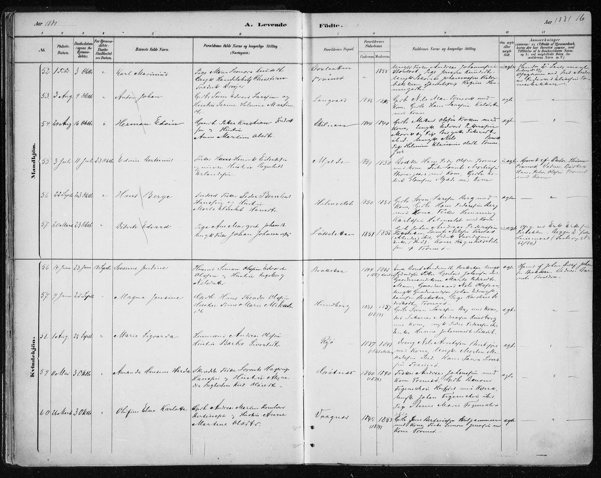 Tromsøysund sokneprestkontor, SATØ/S-1304/G/Ga/L0004kirke: Parish register (official) no. 4, 1880-1888, p. 16