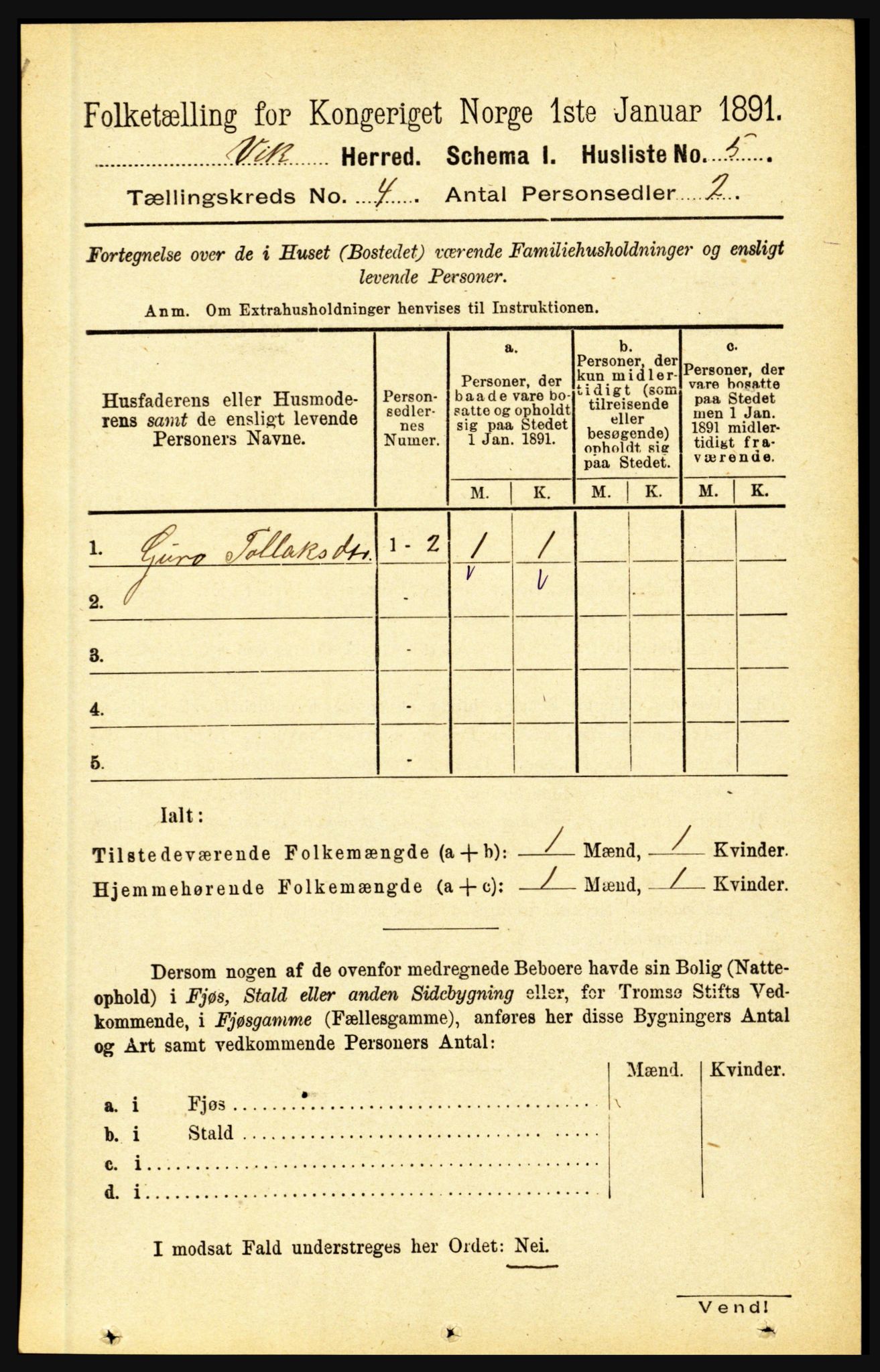 RA, 1891 census for 1417 Vik, 1891, p. 1716