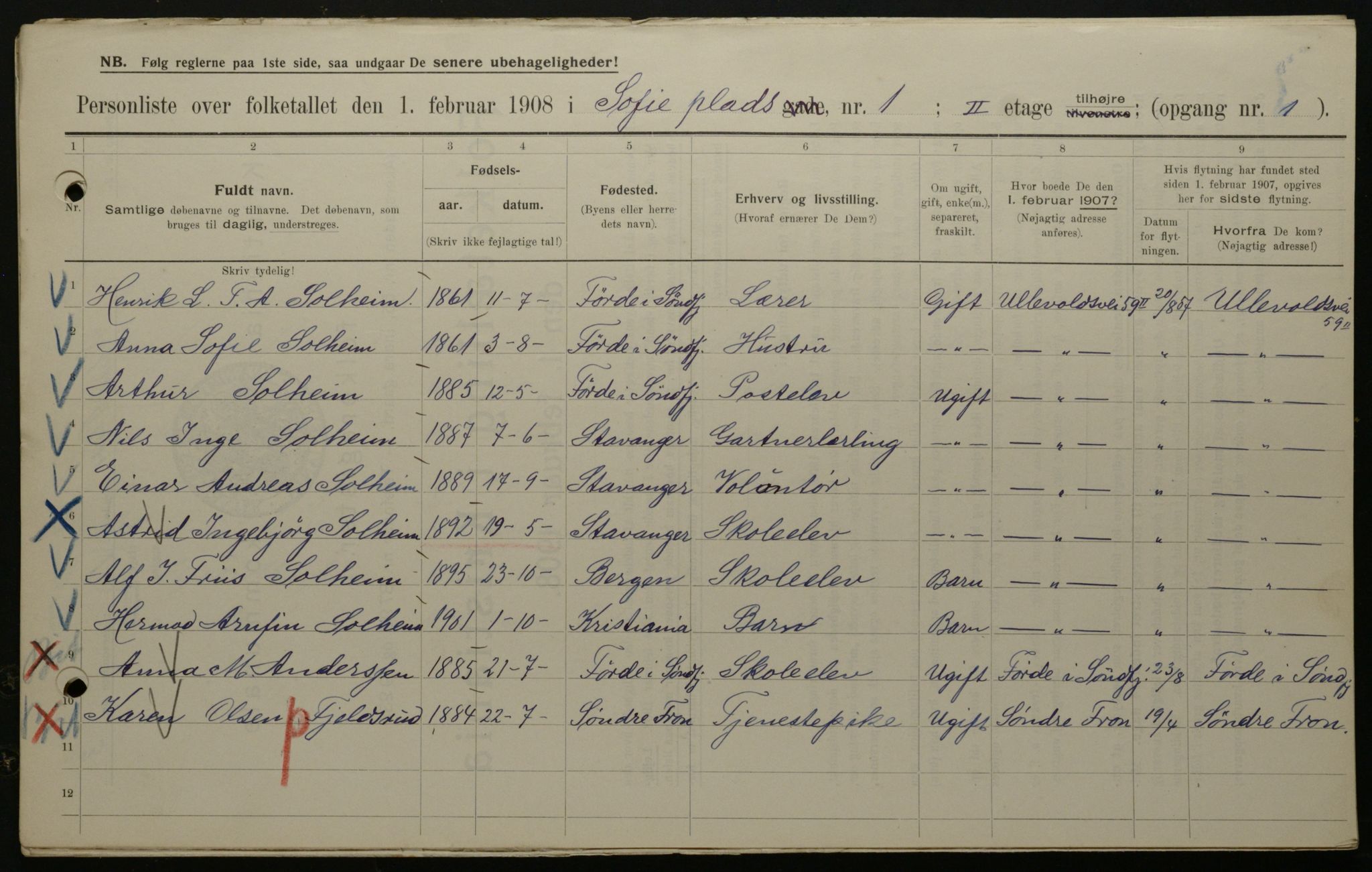 OBA, Municipal Census 1908 for Kristiania, 1908, p. 89525