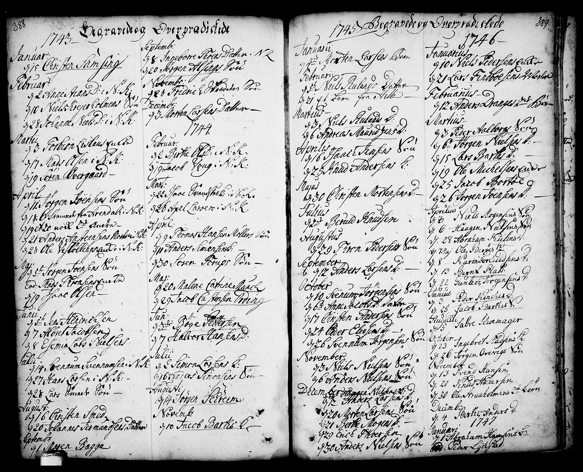 Kragerø kirkebøker, SAKO/A-278/F/Fa/L0001: Parish register (official) no. 1, 1702-1766, p. 388-389
