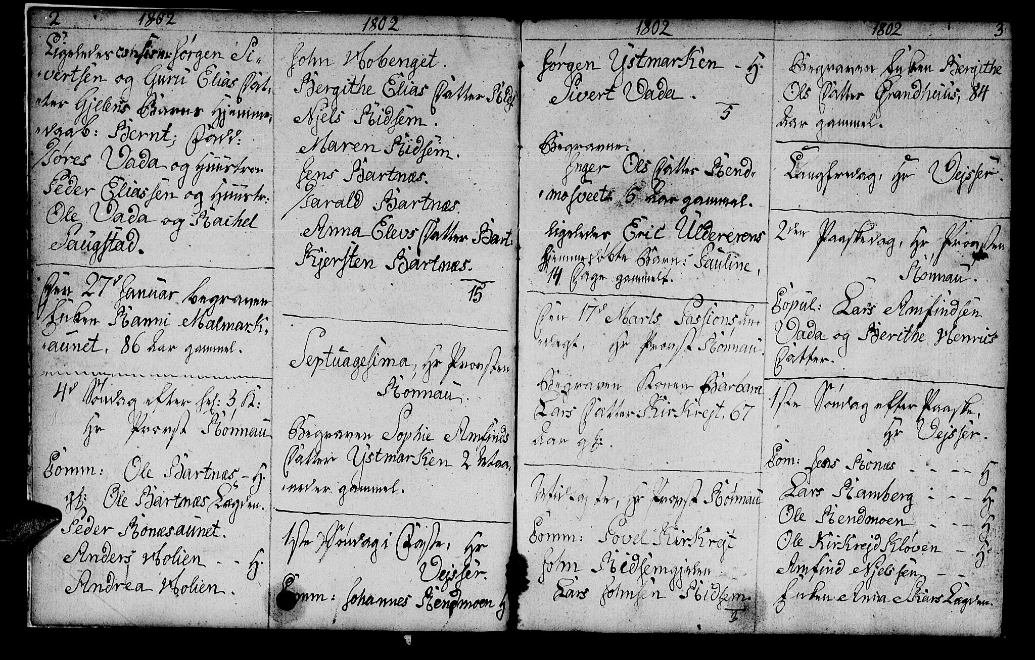 Ministerialprotokoller, klokkerbøker og fødselsregistre - Nord-Trøndelag, SAT/A-1458/745/L0432: Parish register (copy) no. 745C01, 1802-1814, p. 2-3