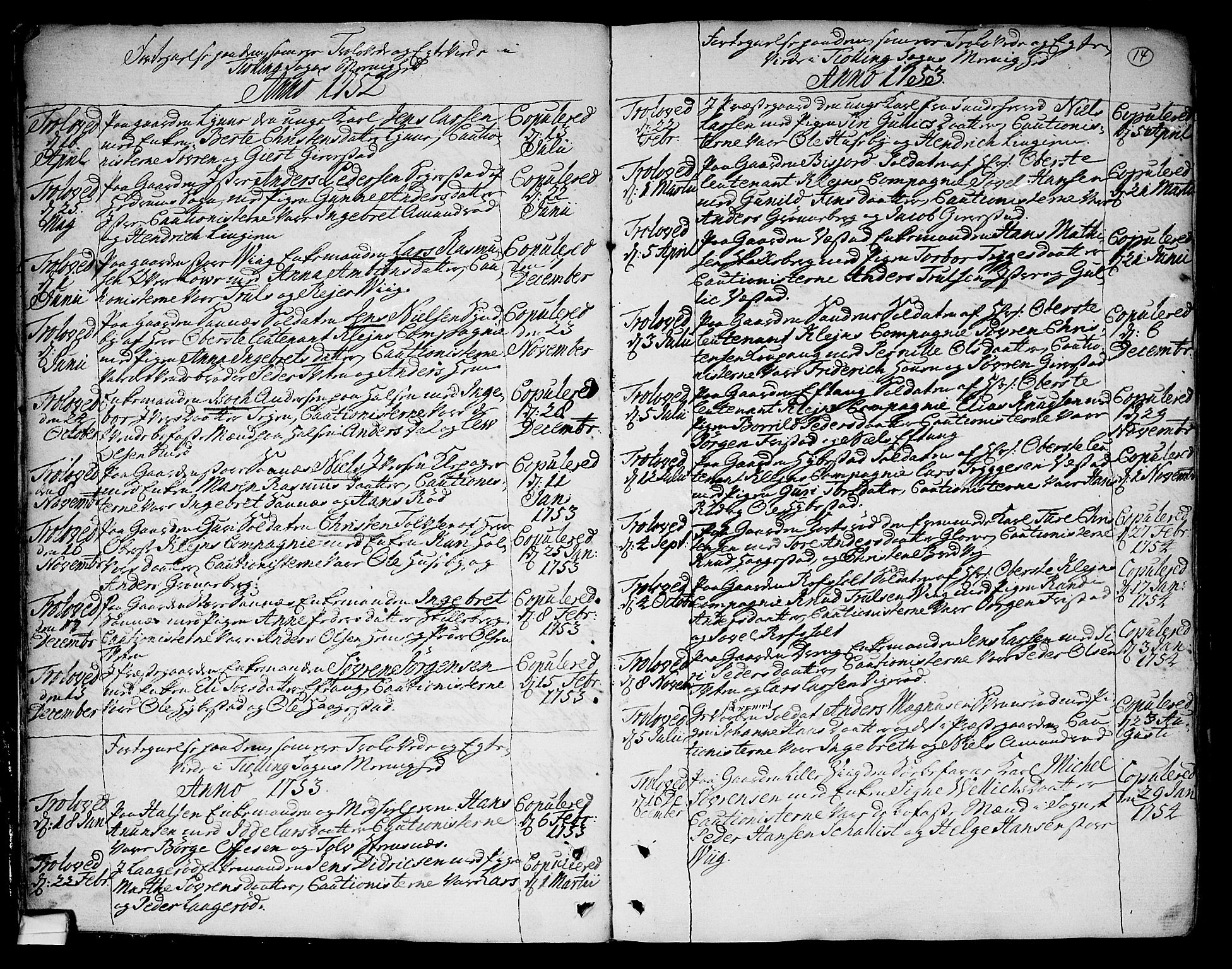 Tjølling kirkebøker, AV/SAKO-A-60/F/Fa/L0003: Parish register (official) no. 3, 1735-1778, p. 14