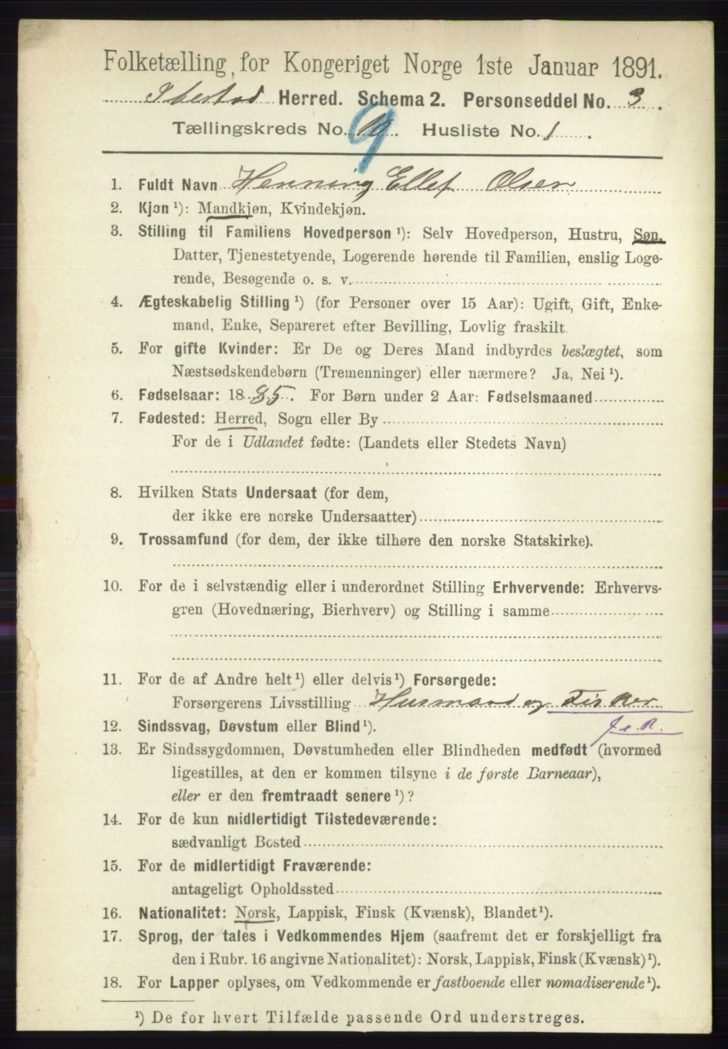 RA, 1891 census for 1917 Ibestad, 1891, p. 5978