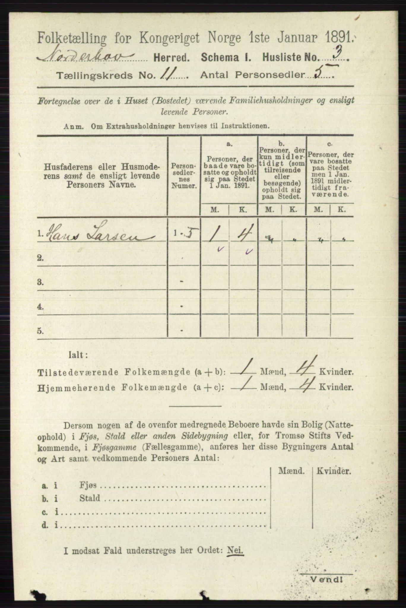 RA, 1891 census for 0613 Norderhov, 1891, p. 7992