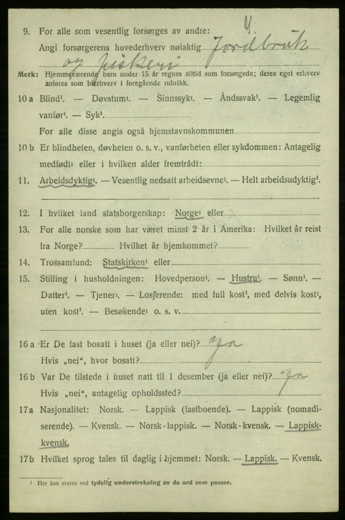 SATØ, 1920 census for Polmak, 1920, p. 710