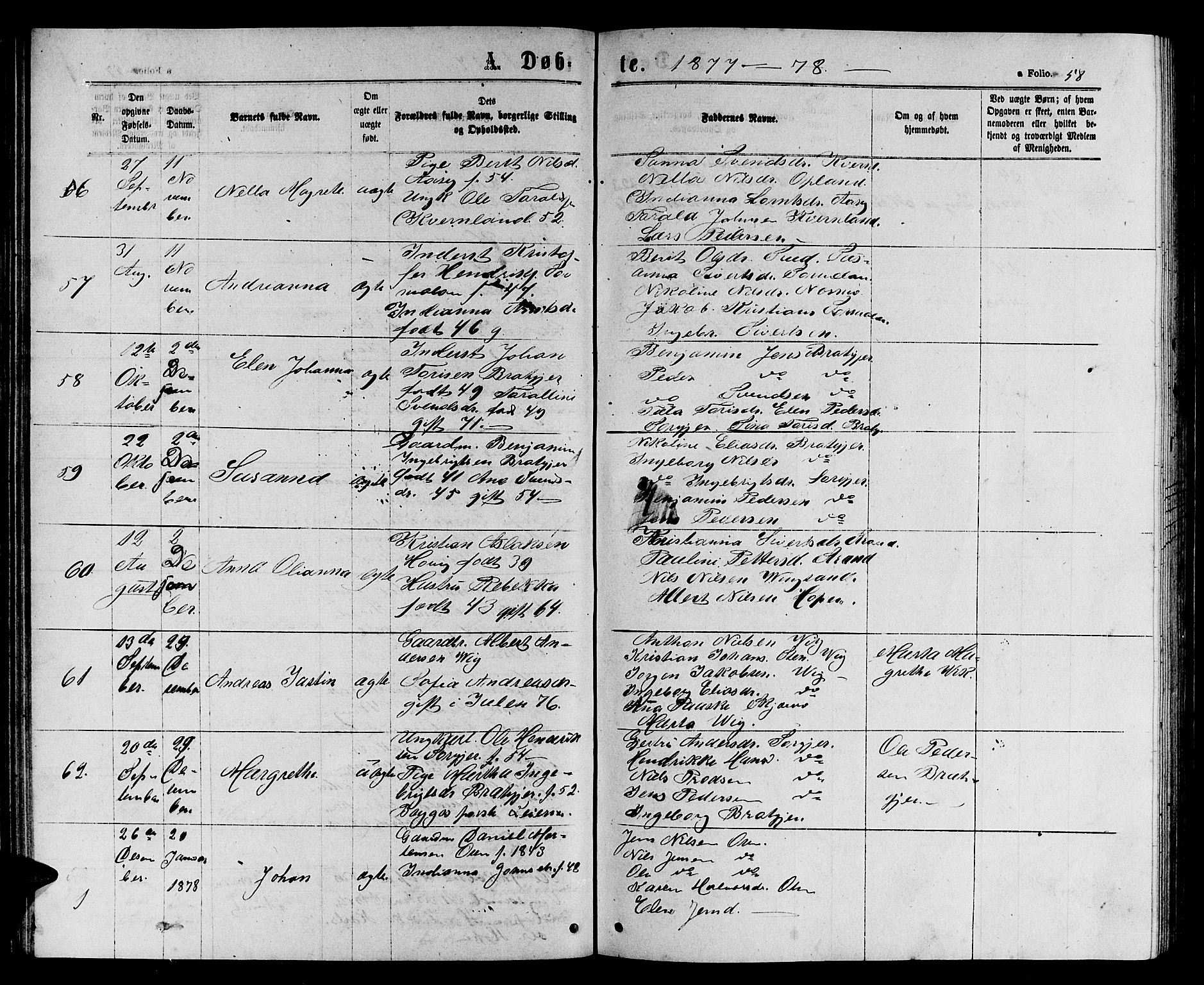 Ministerialprotokoller, klokkerbøker og fødselsregistre - Sør-Trøndelag, SAT/A-1456/658/L0725: Parish register (copy) no. 658C01, 1867-1882, p. 58