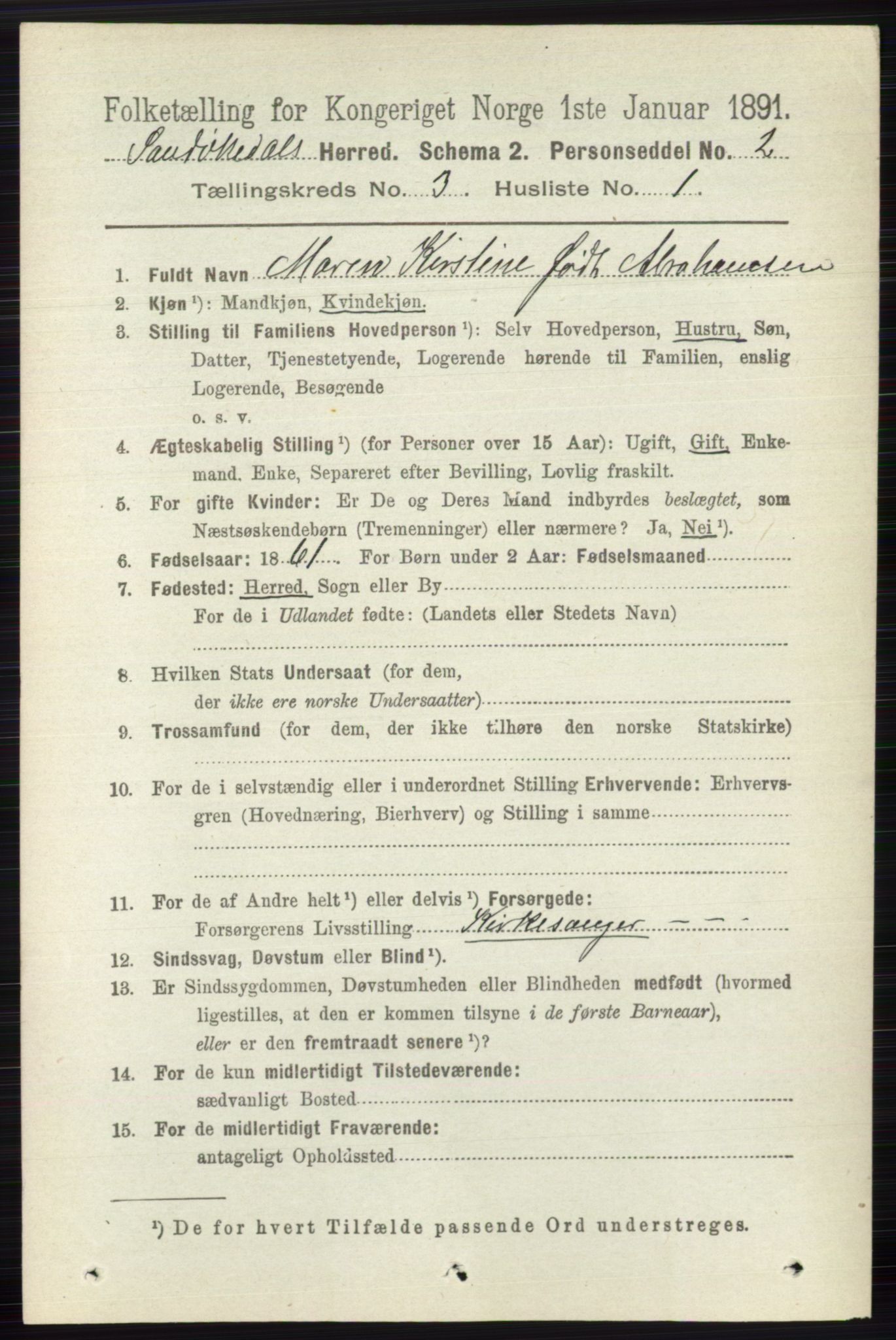 RA, 1891 census for 0816 Sannidal, 1891, p. 793