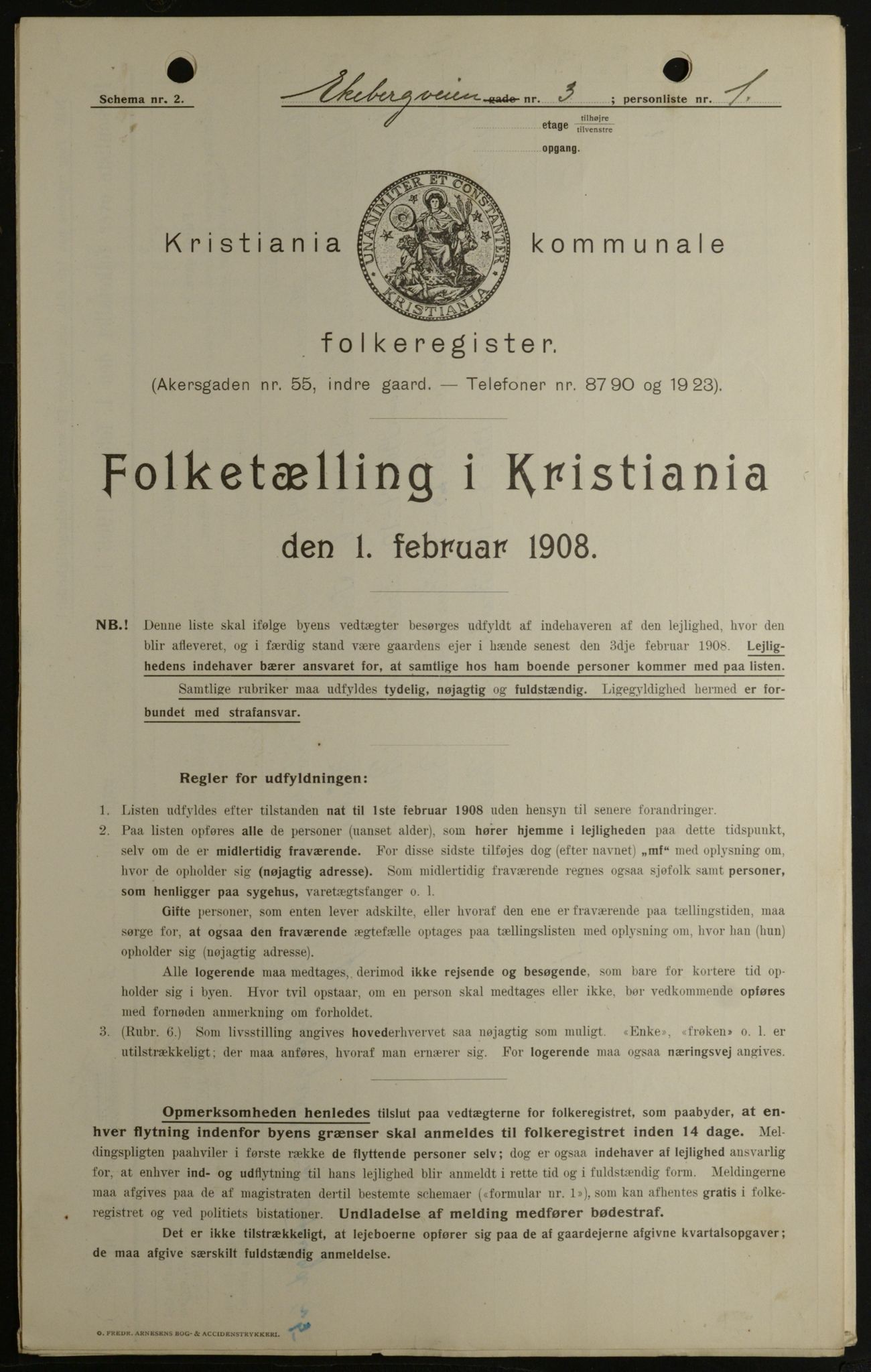OBA, Municipal Census 1908 for Kristiania, 1908, p. 18452
