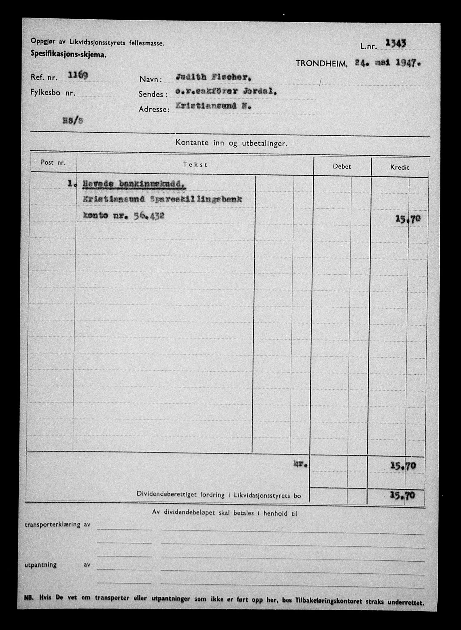 Justisdepartementet, Tilbakeføringskontoret for inndratte formuer, AV/RA-S-1564/H/Hc/Hcb/L0912: --, 1945-1947, p. 884