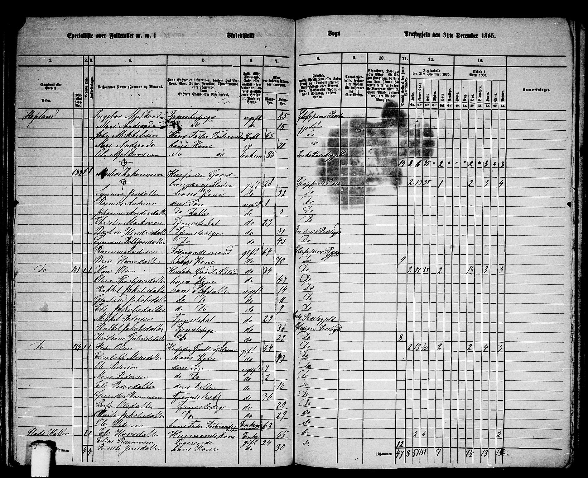 RA, 1865 census for Gloppen, 1865, p. 126