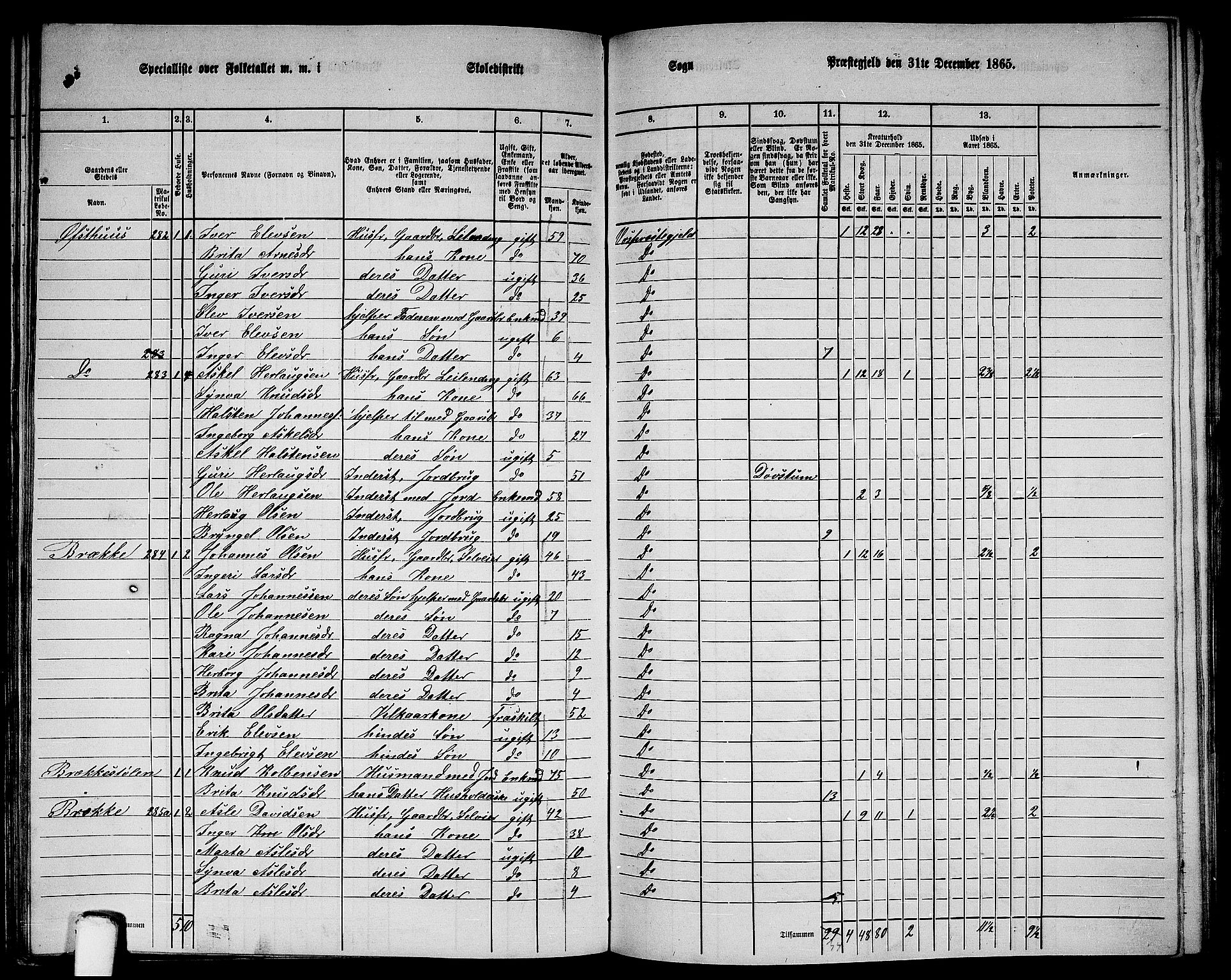 RA, 1865 census for Voss, 1865, p. 143