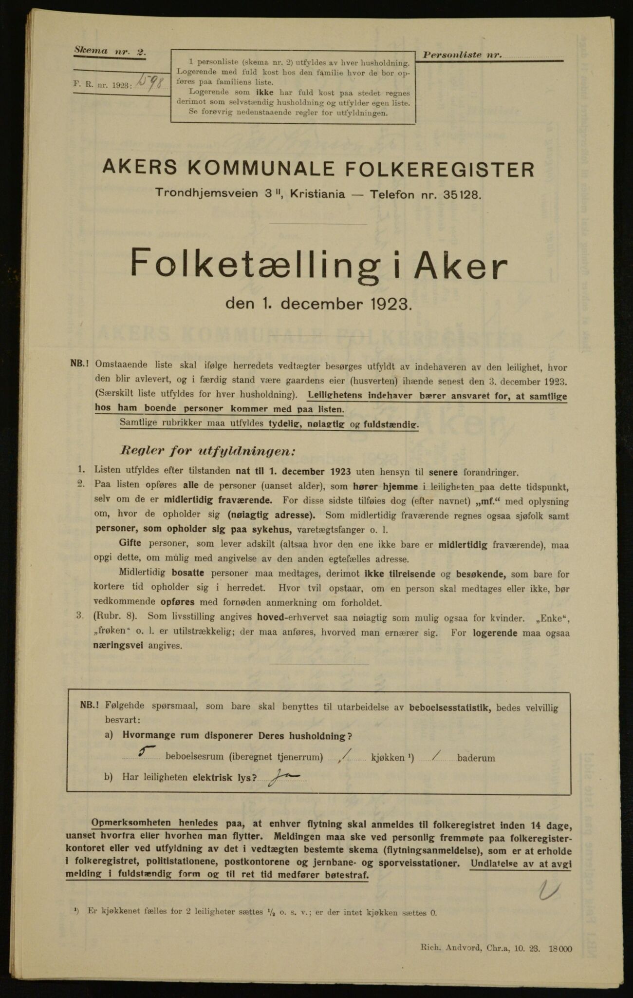 , Municipal Census 1923 for Aker, 1923, p. 17911